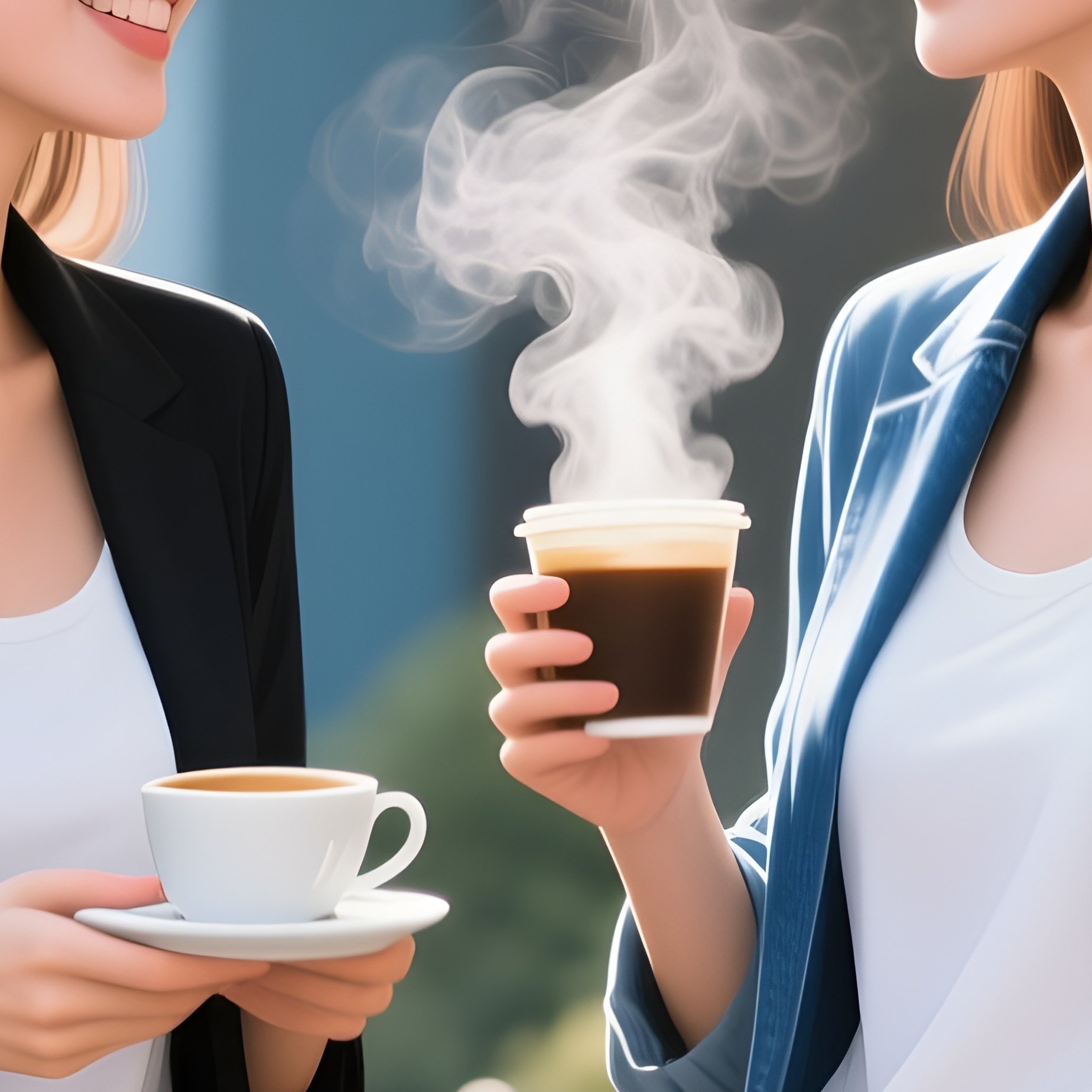 Digital Art Women Cafe Steam - Full Resolution Quality Preview