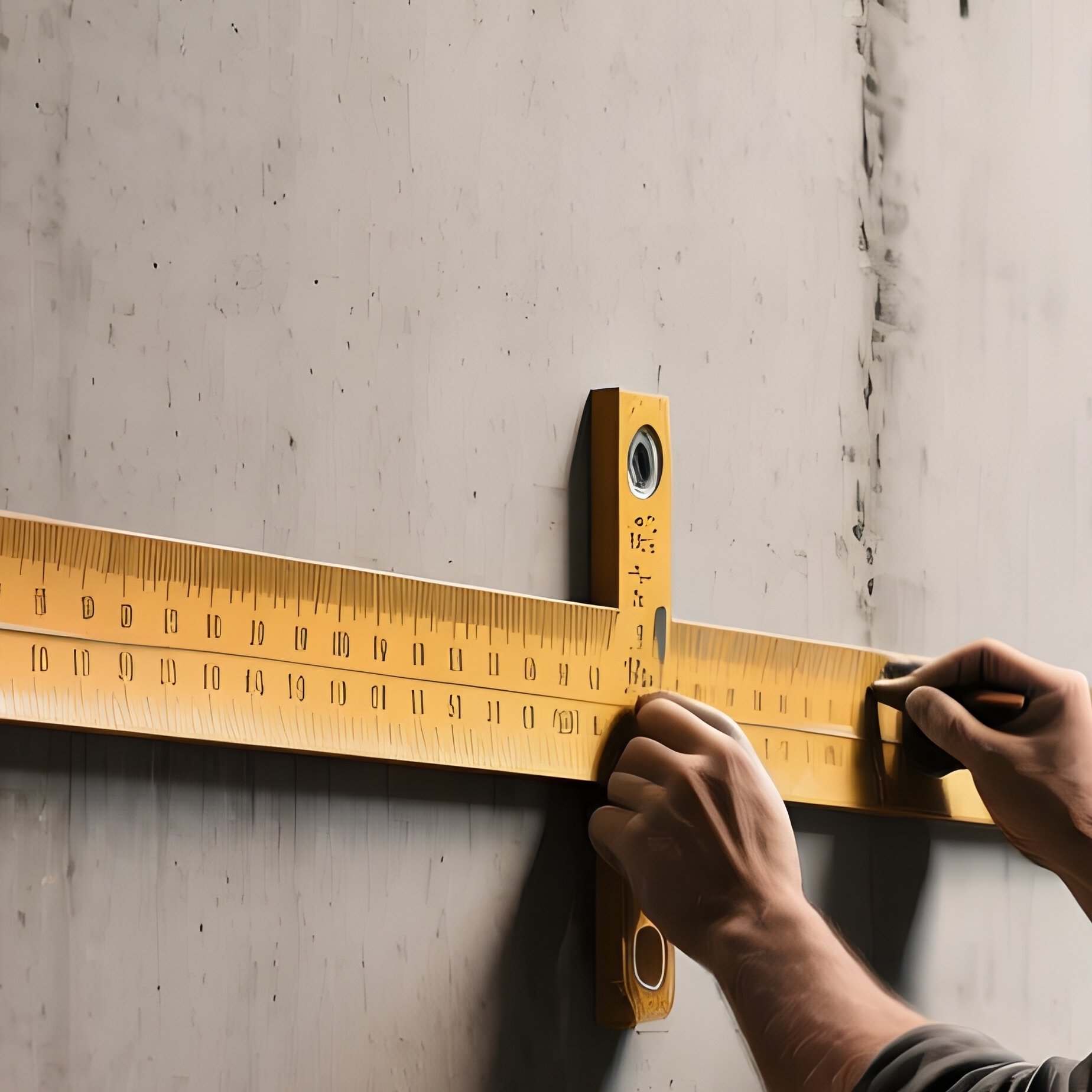 Digital Builder Marking Measurements Concrete Wall - Full Resolution Quality Preview