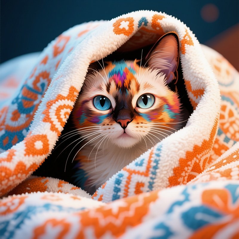 Digital-Cat-Exotic-Shorthair-Peeking-Under-Blanket