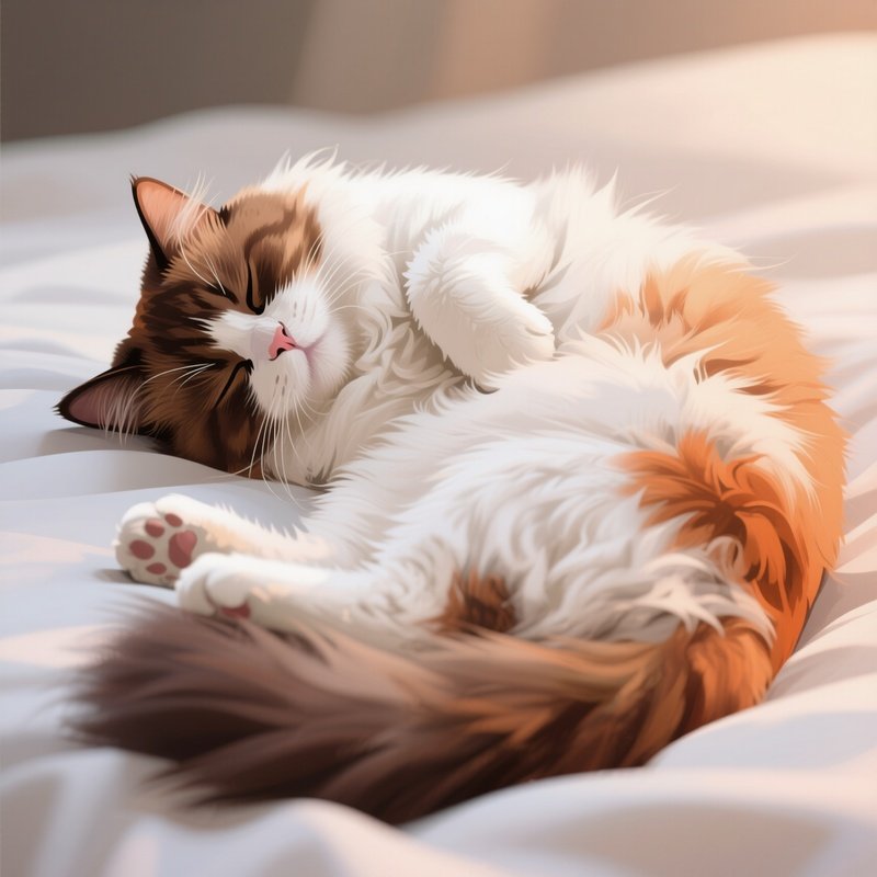 Digital-Cat-Persian-Sleeping-Back-Belly-Exposed