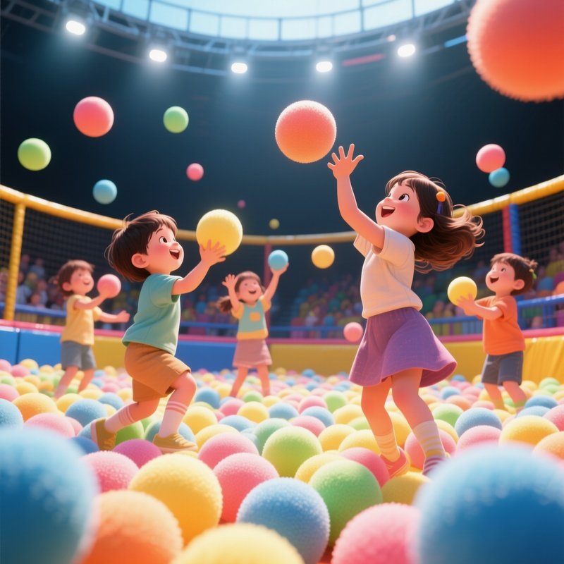 Digital_Children_Tossing_Foam_Balls_Playful_Arena
