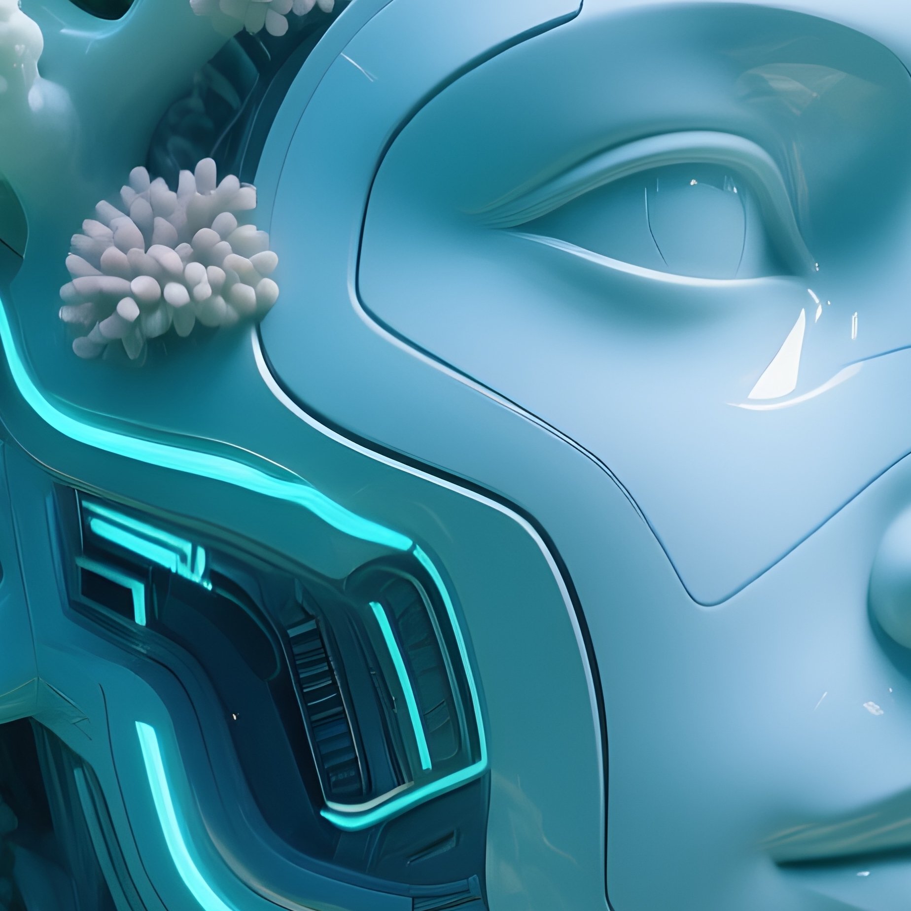 Digital Coral Sculpture Human Face Nature Underwater - Full Resolution Quality Preview