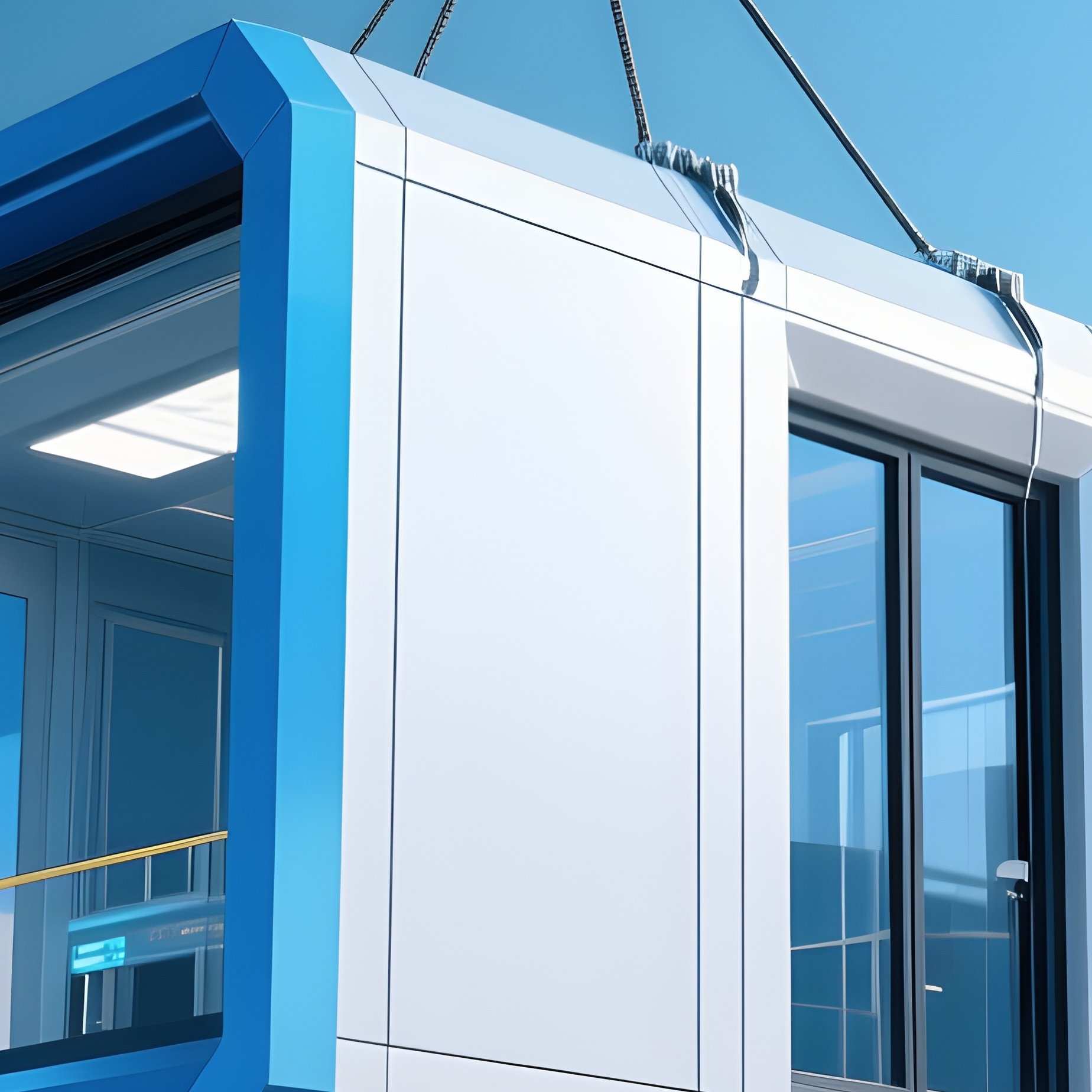 Digital Crane Lowering Prefabricated Module Image - Full Resolution Quality Preview