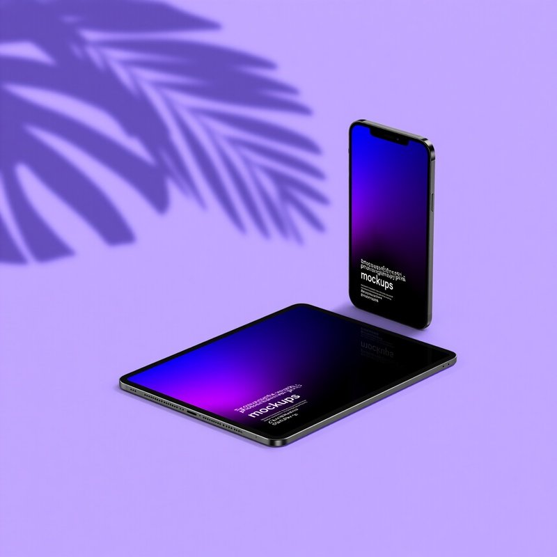 Digital Devices Tablet And Phone Displayed As Mockups Mockup