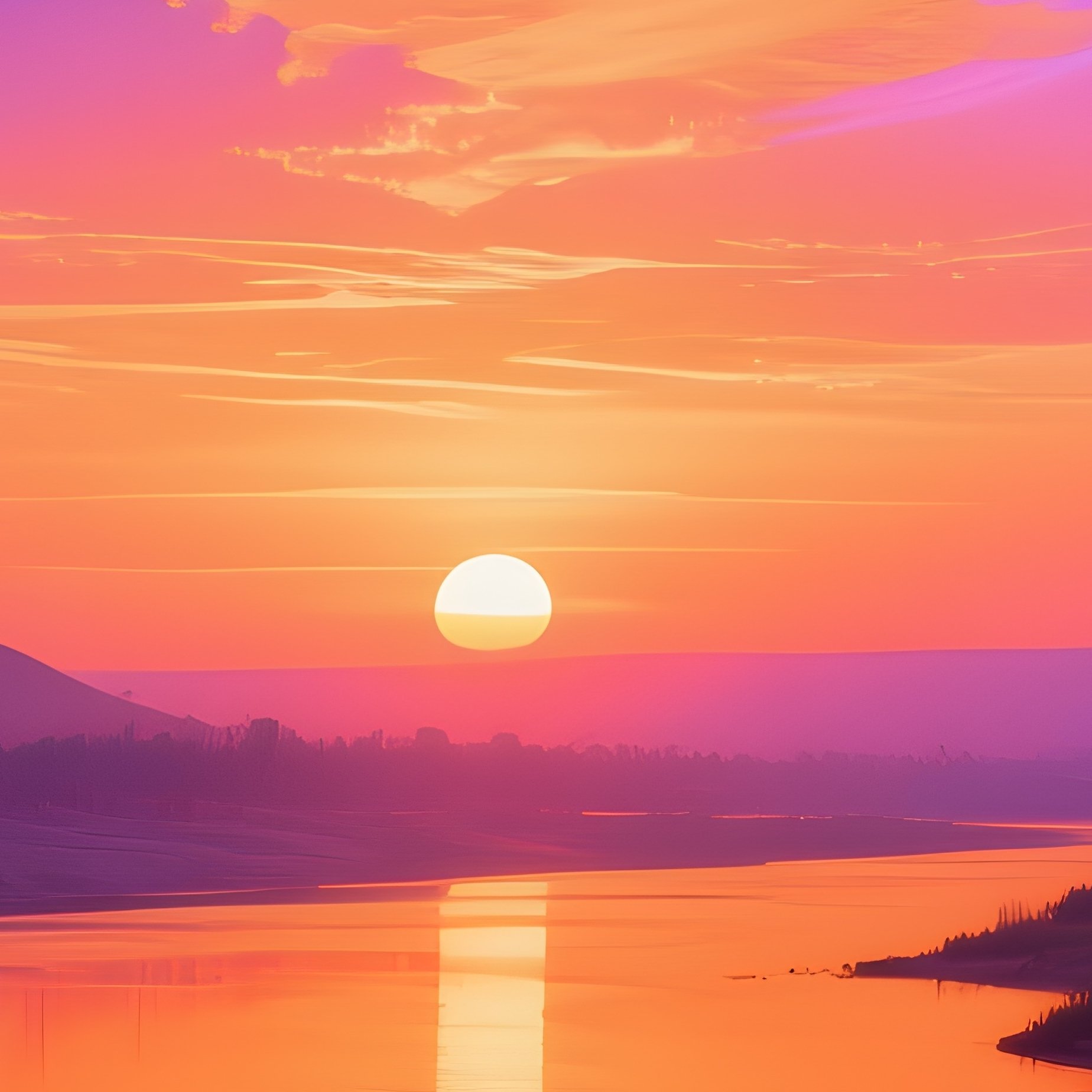 Digital Nile Sunset Reflections Of Orange And Purple Skies - Full Resolution Quality Preview