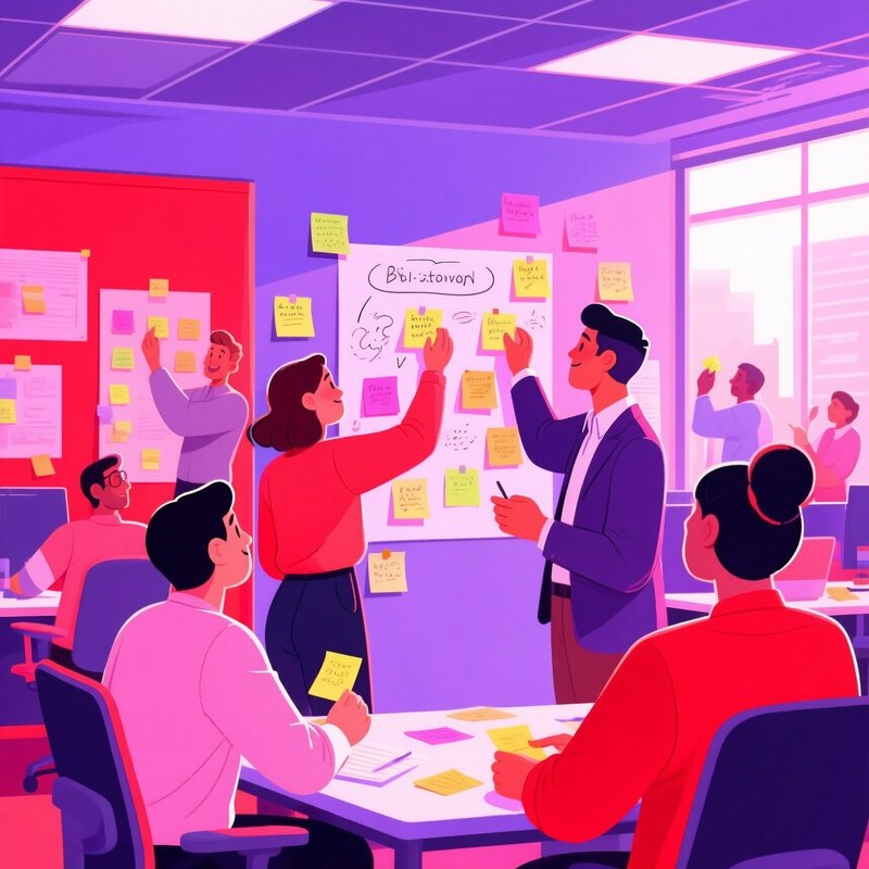 Digital Office Brainstorming With Post Its