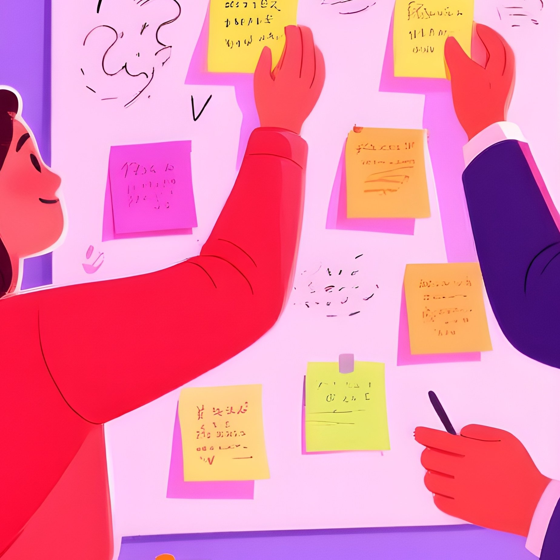 Digital Office Brainstorming With Post Its - Full Resolution Quality Preview