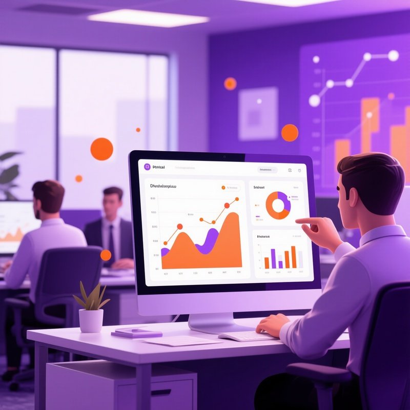 Digital Office Workers Analyzing Charts