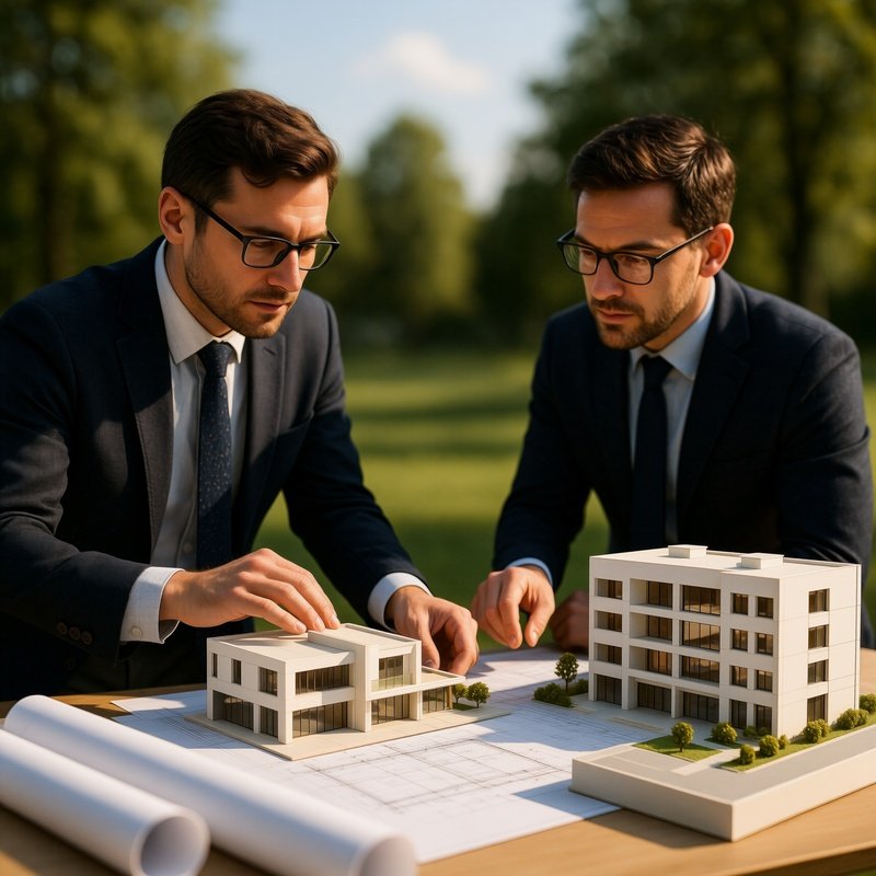 Digital Photorealistic Architects Discussing On Site