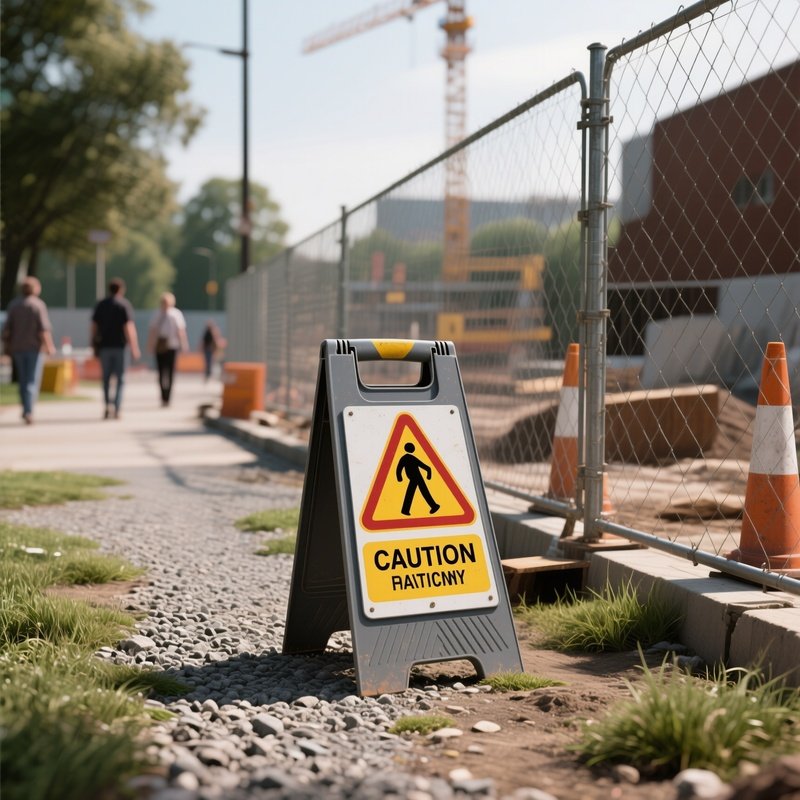 Digital Photorealistic Construction Sign Pedestrian Warning