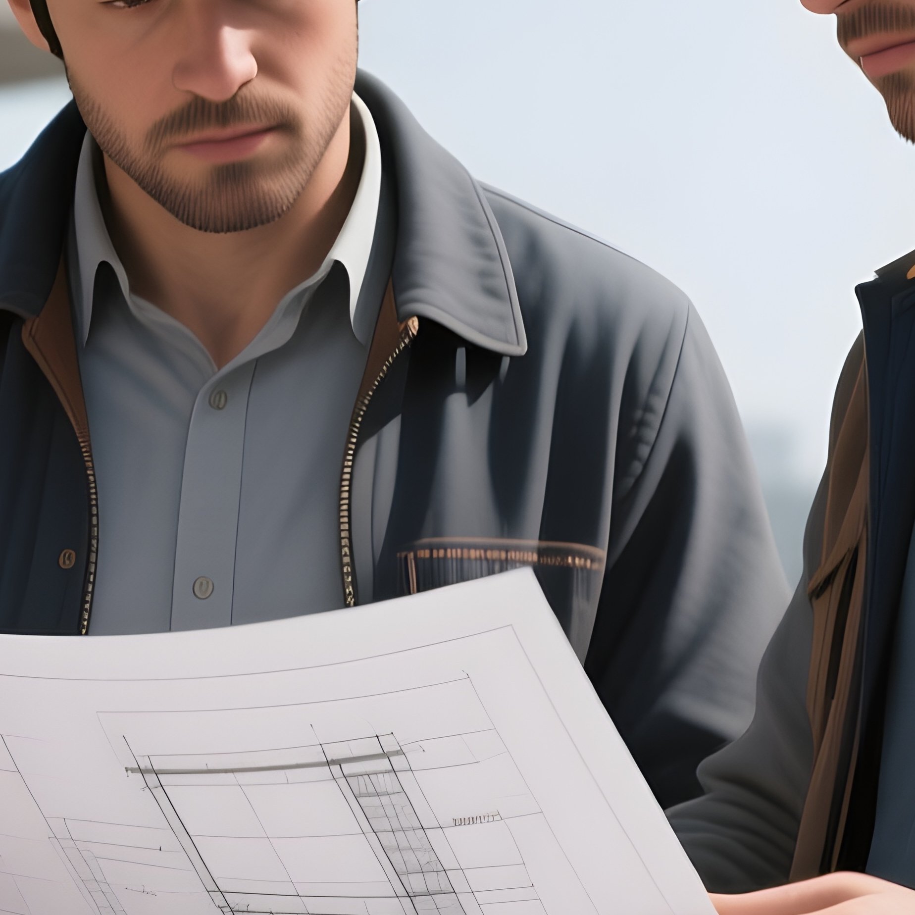 Digital Photorealistic Engineers Inspecting Site - Full Resolution Quality Preview