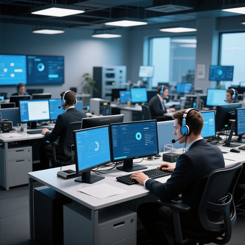 Digital_Photorealistic_It_Support_Office_With_Headsets_And_Screens