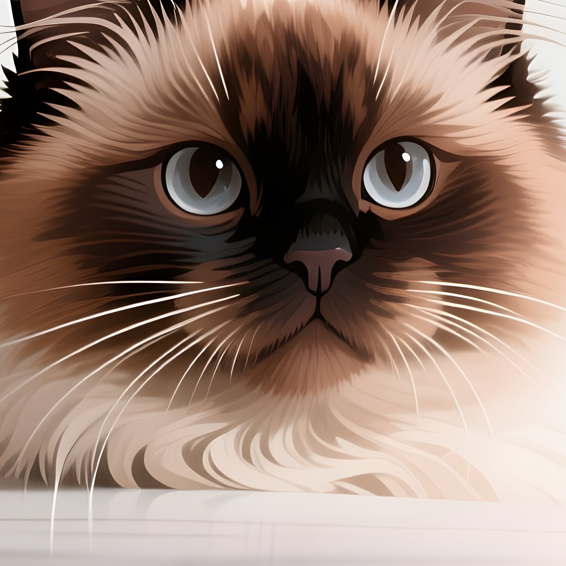Digital Ragamuffin Cat Peeking Over Table Edge - Full Resolution Quality Preview