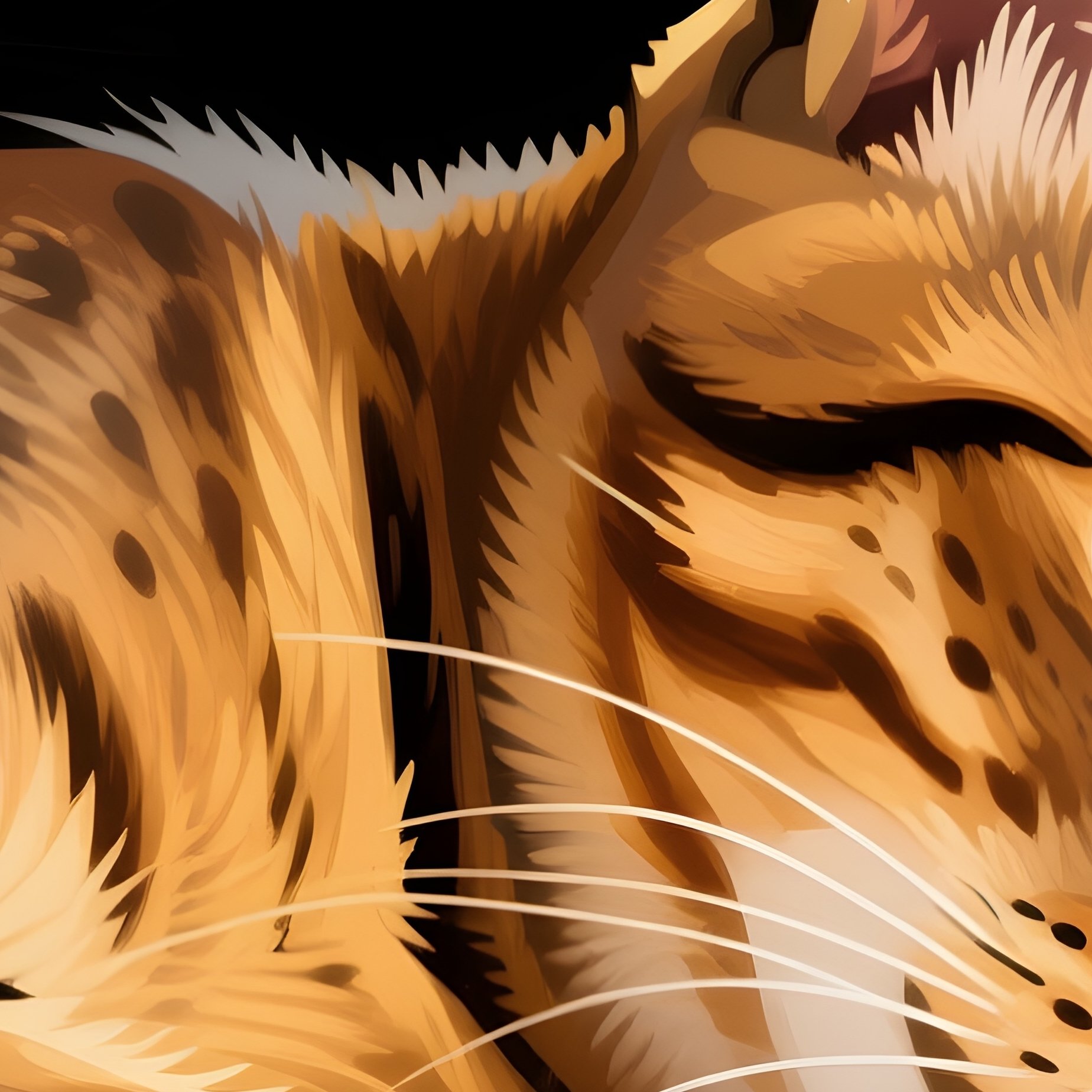 Digital-Savannah-Cat-Laying-Side-With-Paws-Curl - Full Resolution Quality Preview