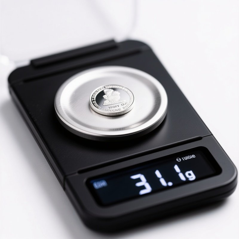 Digital Scale Showing 31 1G Silver Round