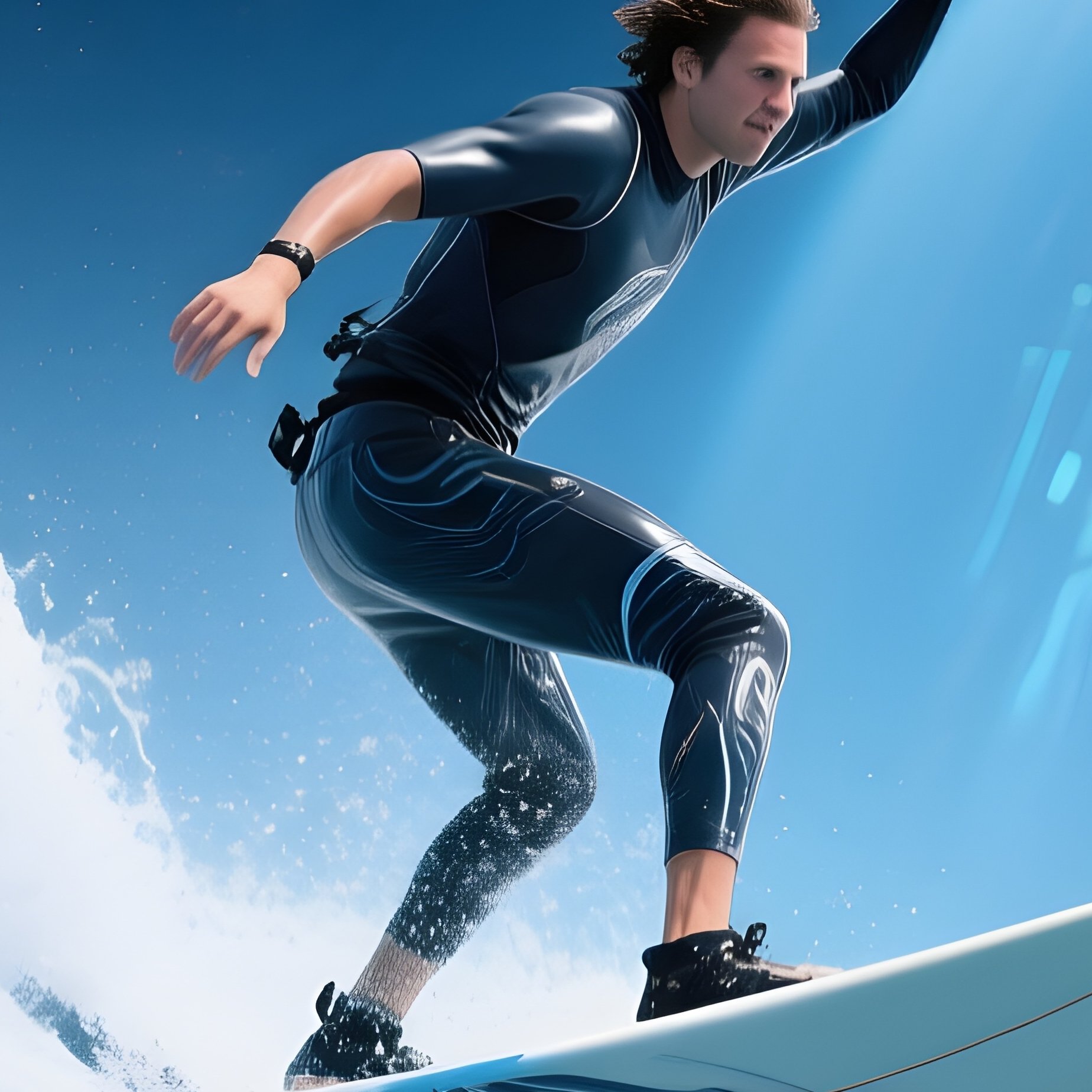 Digital Sci Fi Echo Wave High Fiving Dolphins Mid Air - Full Resolution Quality Preview