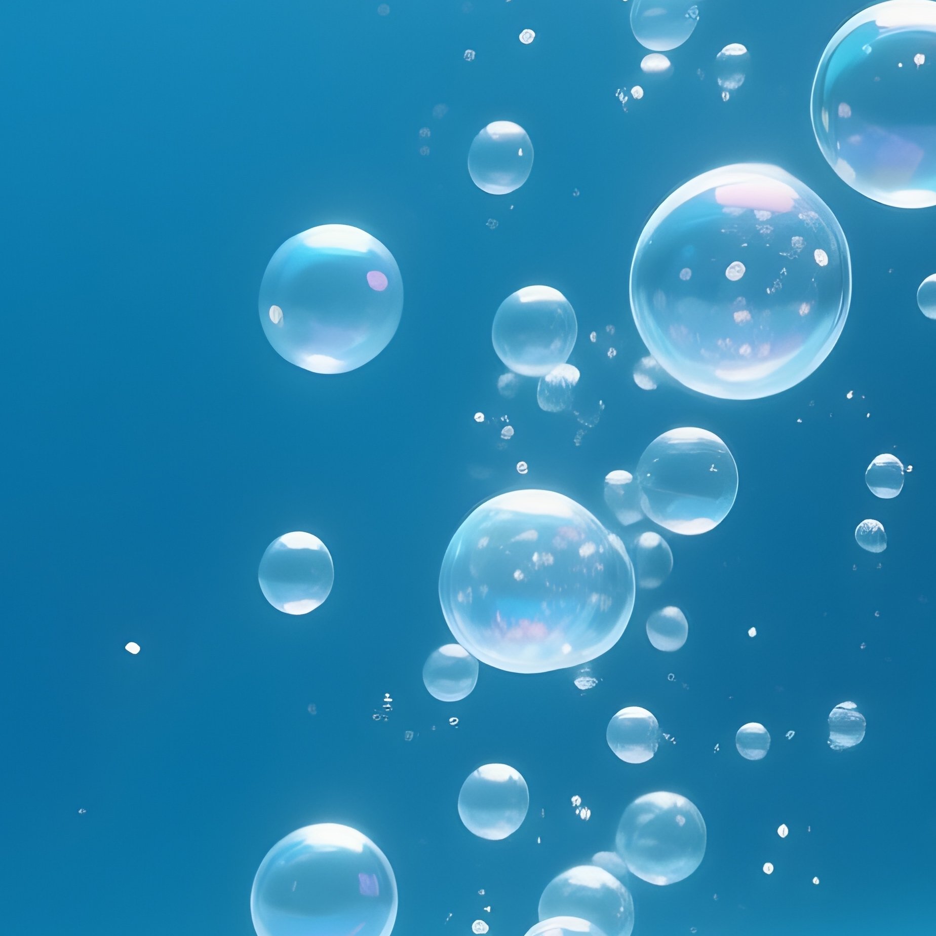 Digital Tiny Bubbles Rising From Air Stone Through Clear Water - Full Resolution Quality Preview