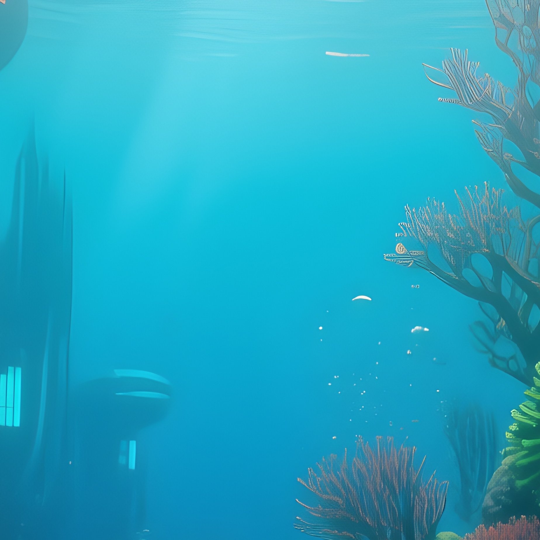 Digital Underwater Coral Reef Sunset Orange Light - Full Resolution Quality Preview