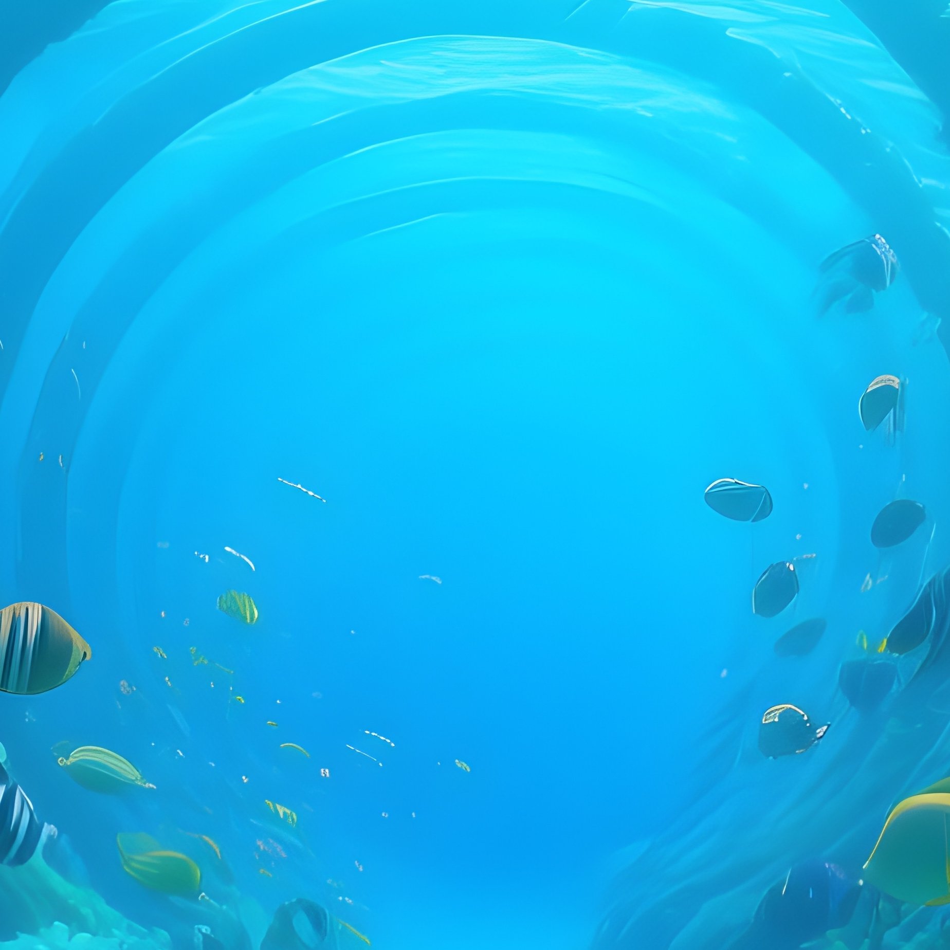 Digital Underwater Coral Tunnel With Fish Rainbow Spiral - Full Resolution Quality Preview