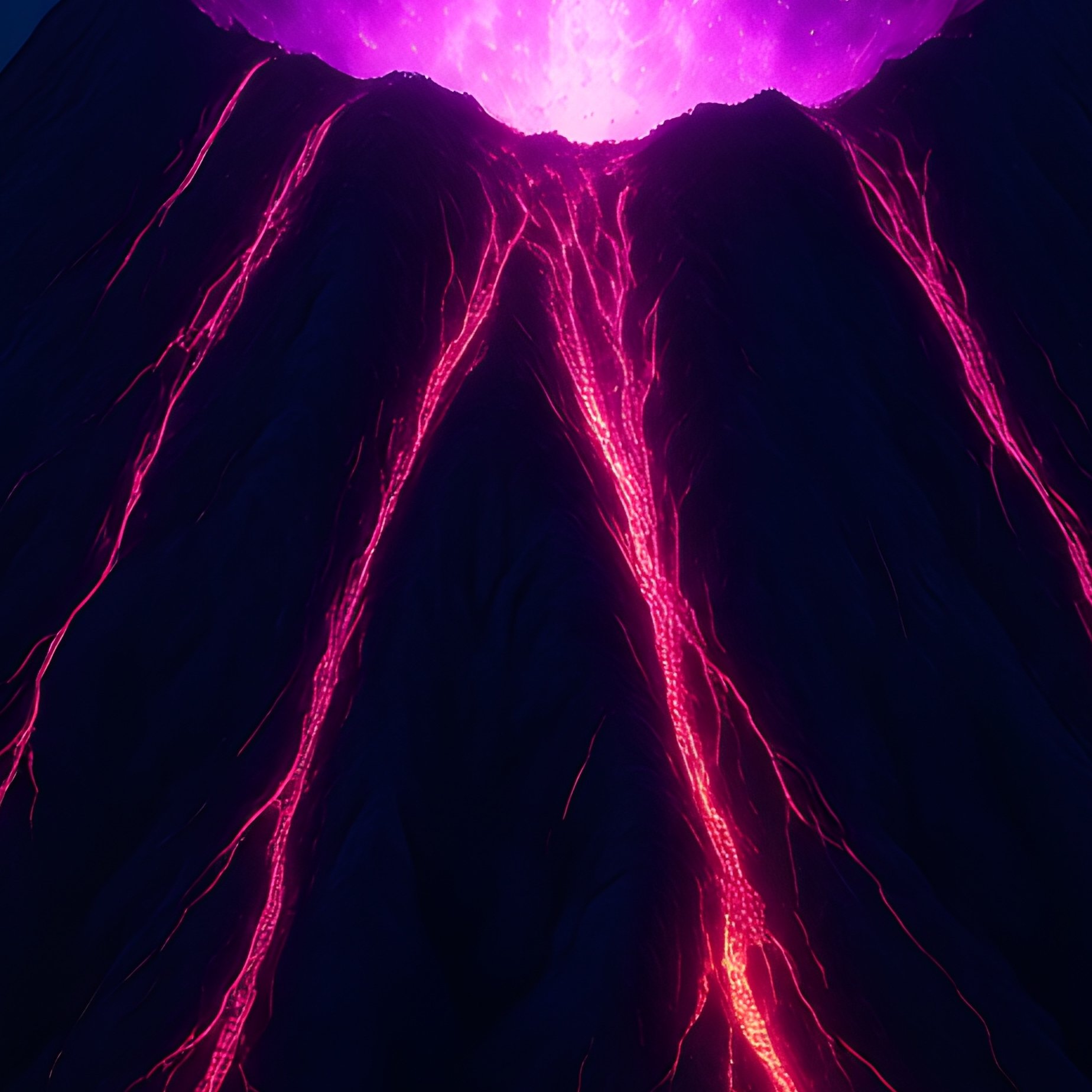 Digital Underwater Volcano With Purple Steam Vents - Full Resolution Quality Preview