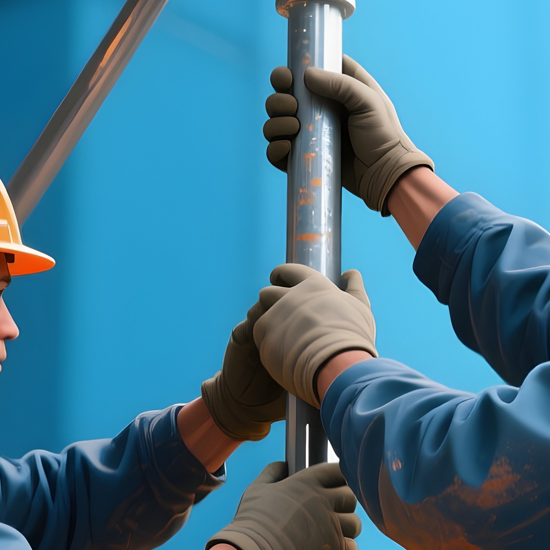 Digital Workers Adjusting Scaffolding Poles - Full Resolution Quality Preview