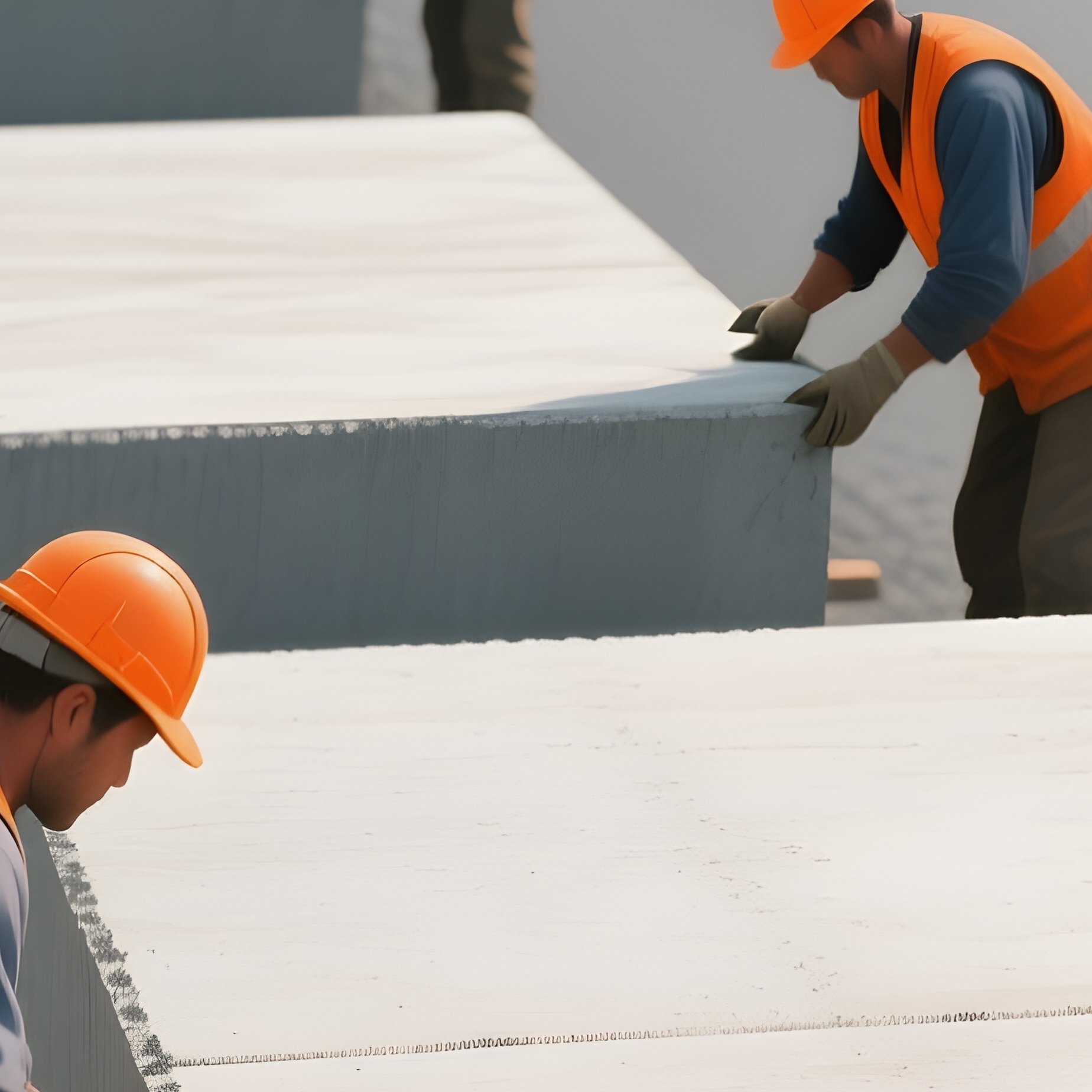 Digital Workers Aligning Concrete Slabs On Road - Full Resolution Quality Preview