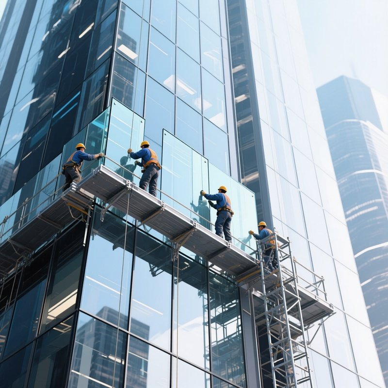 Digital Workers Glass Panels Modern Office Tower