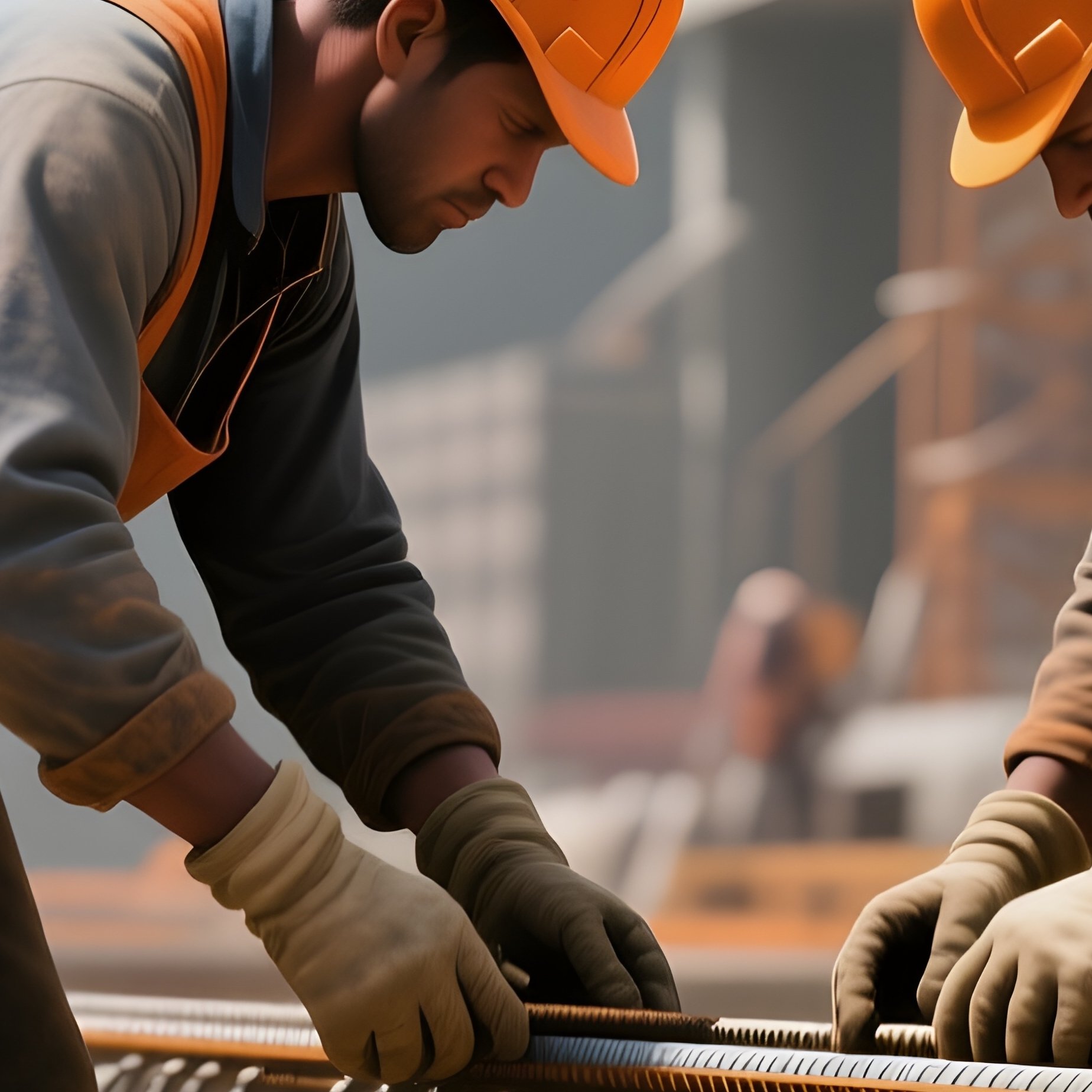 Digital Workers Installing Rebar Pouring Concrete - Full Resolution Quality Preview