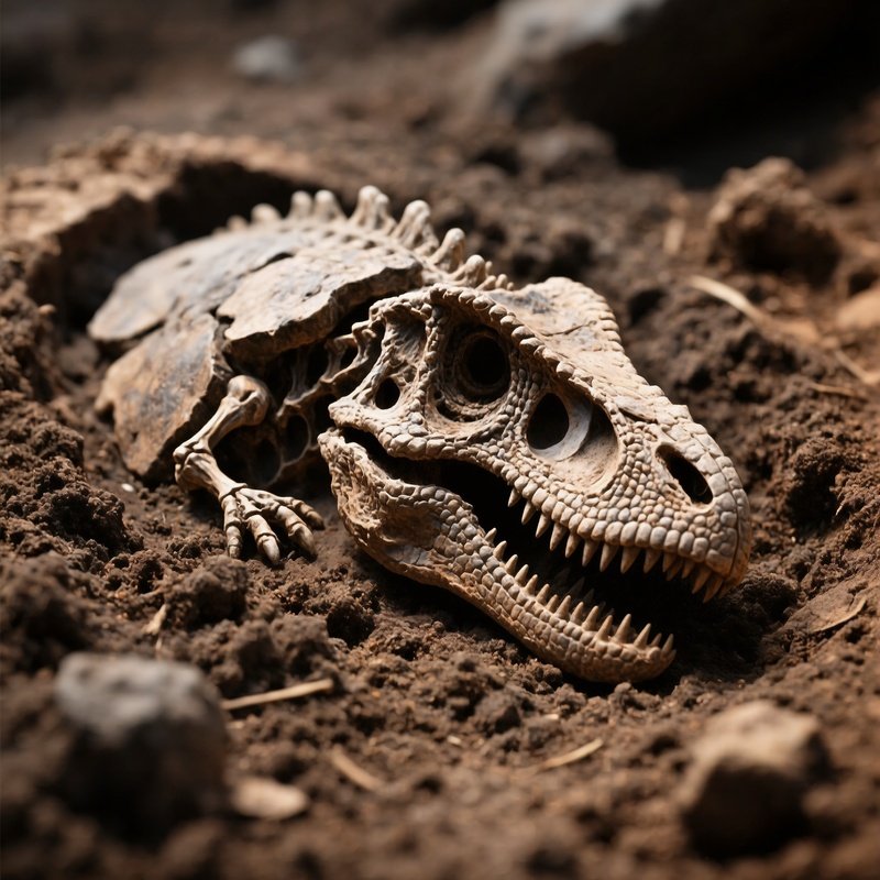 Dinosaur Fossil In The Dirt