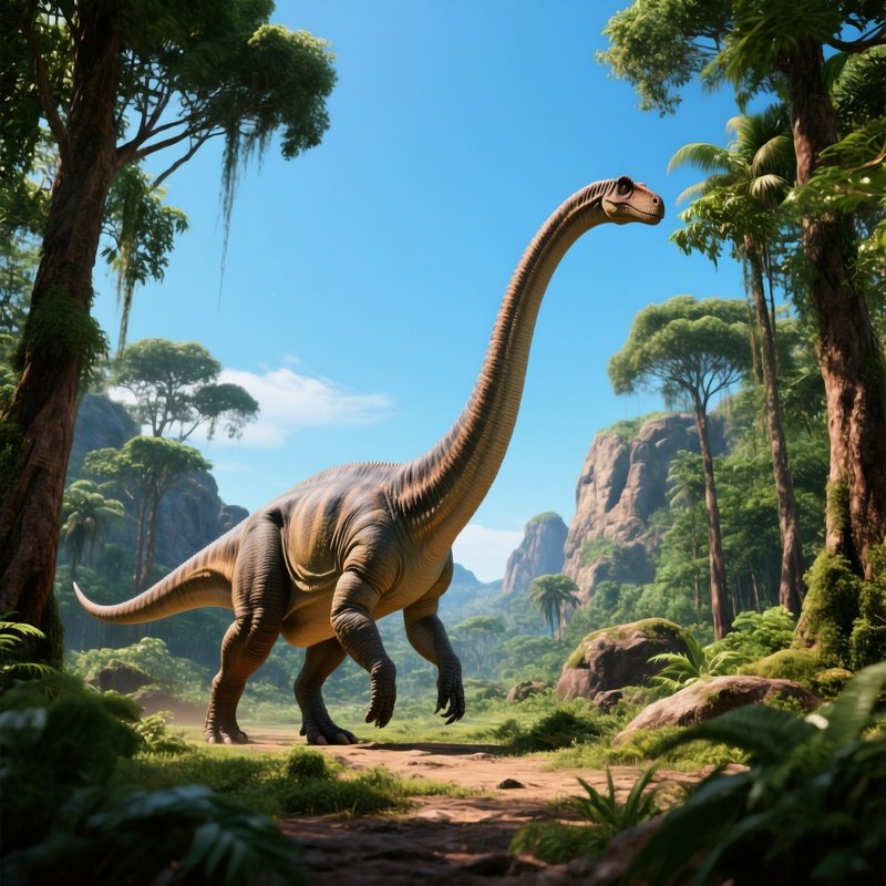 Dinosaur Herbivore Diplodocus In Prehistoric Setting