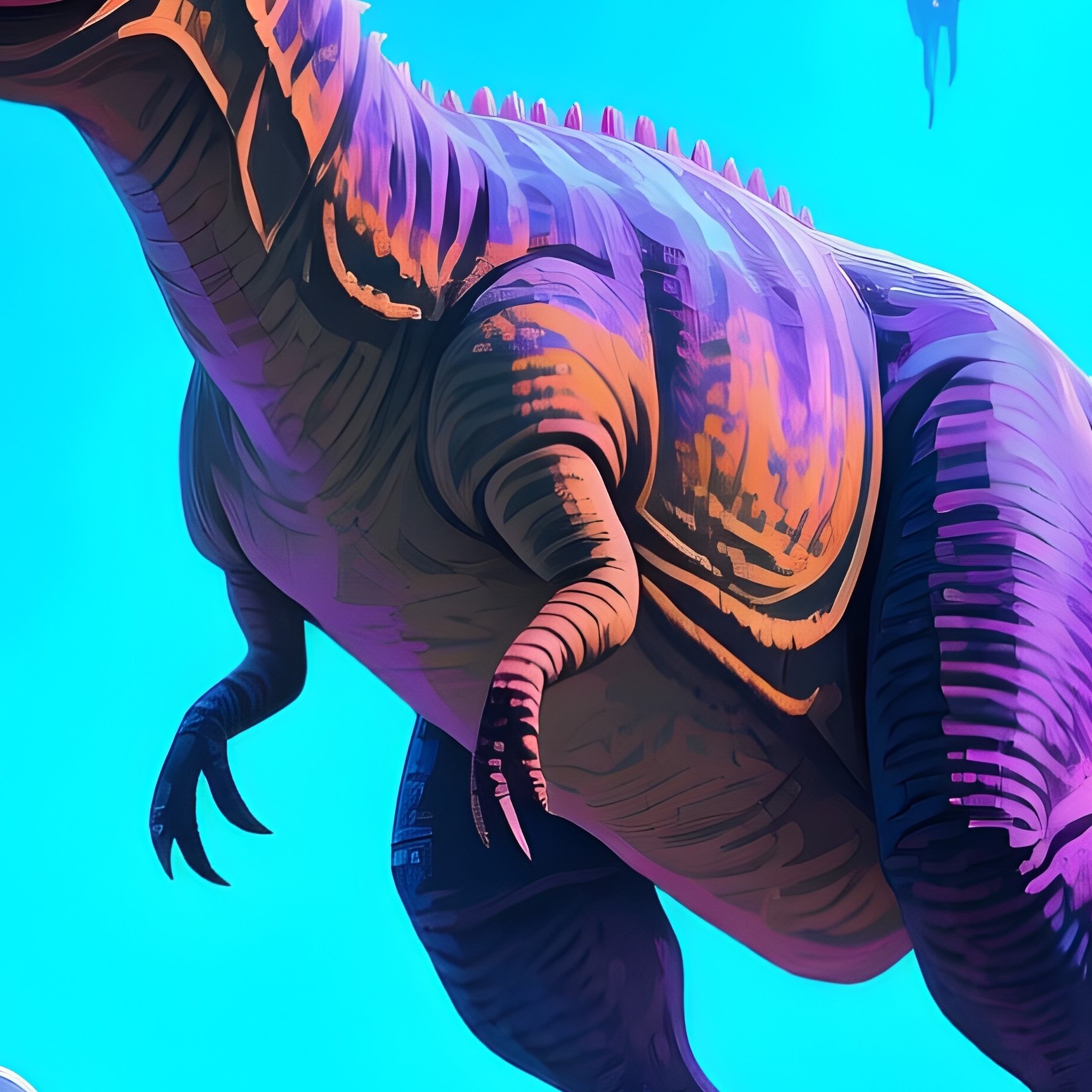 Dinosaur Illustration With Science Fiction Elements - Full Resolution Quality Preview