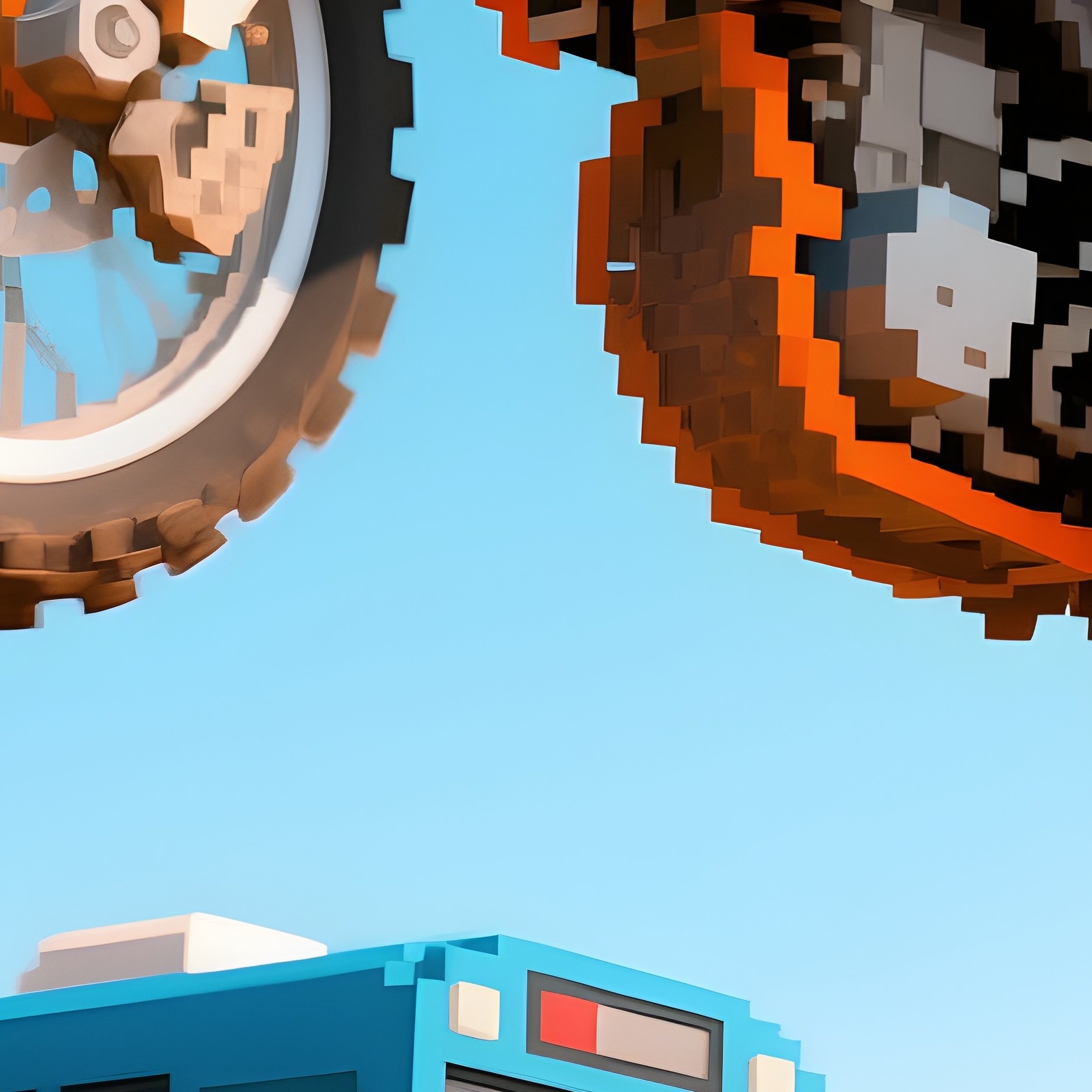 Dirt Bike Jump Over Pixelated Buses - Full Resolution Quality Preview