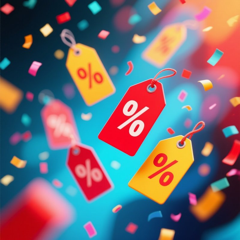 Discount Theme Background Floating Price Tags Confetti Digital Art