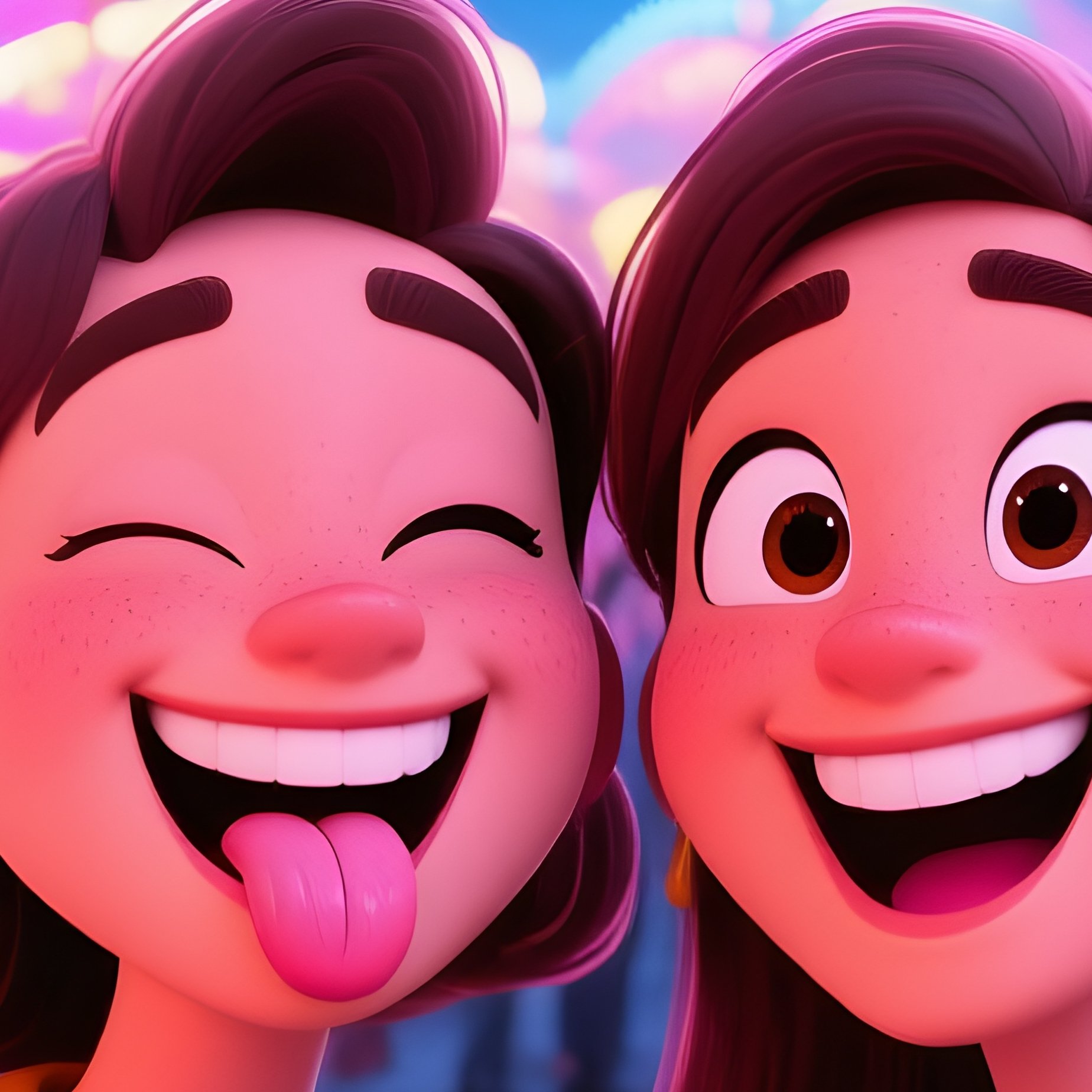 Distorted Mirror Two Friends Funhouse Mirror Carnival - Full Resolution Quality Preview