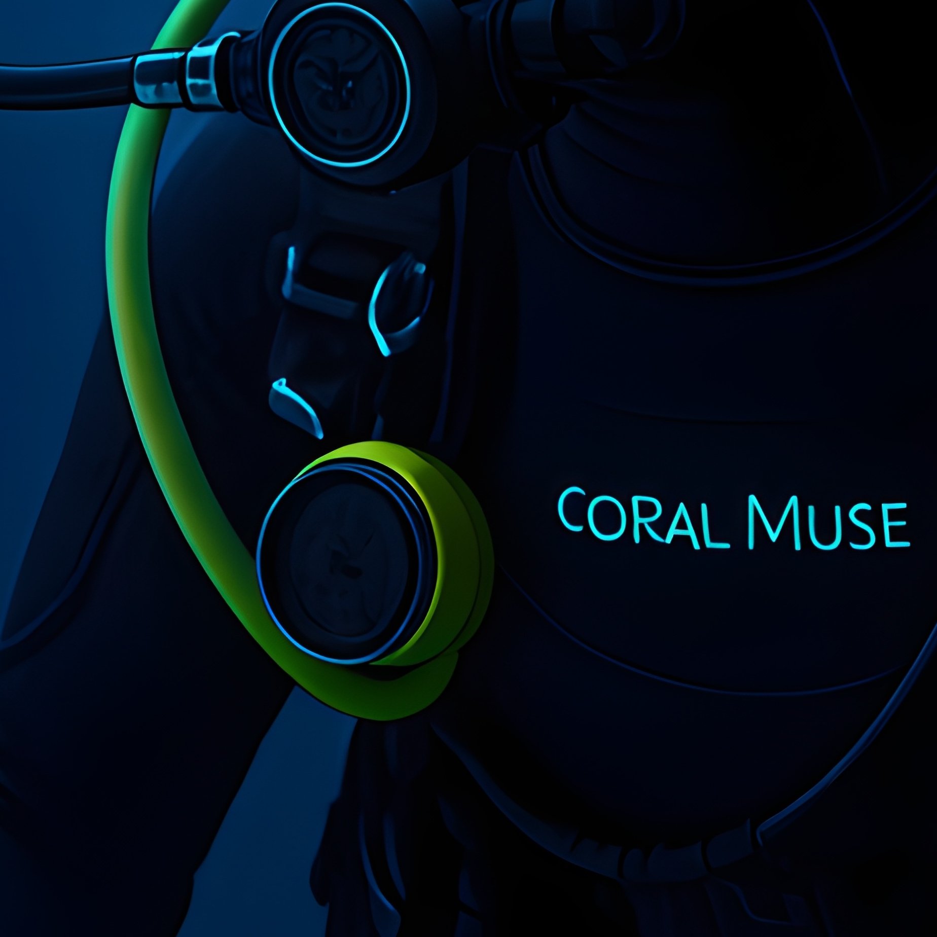 Diver Coral Muse Glowing Underwater Near Glowing Jellyfish - Full Resolution Quality Preview