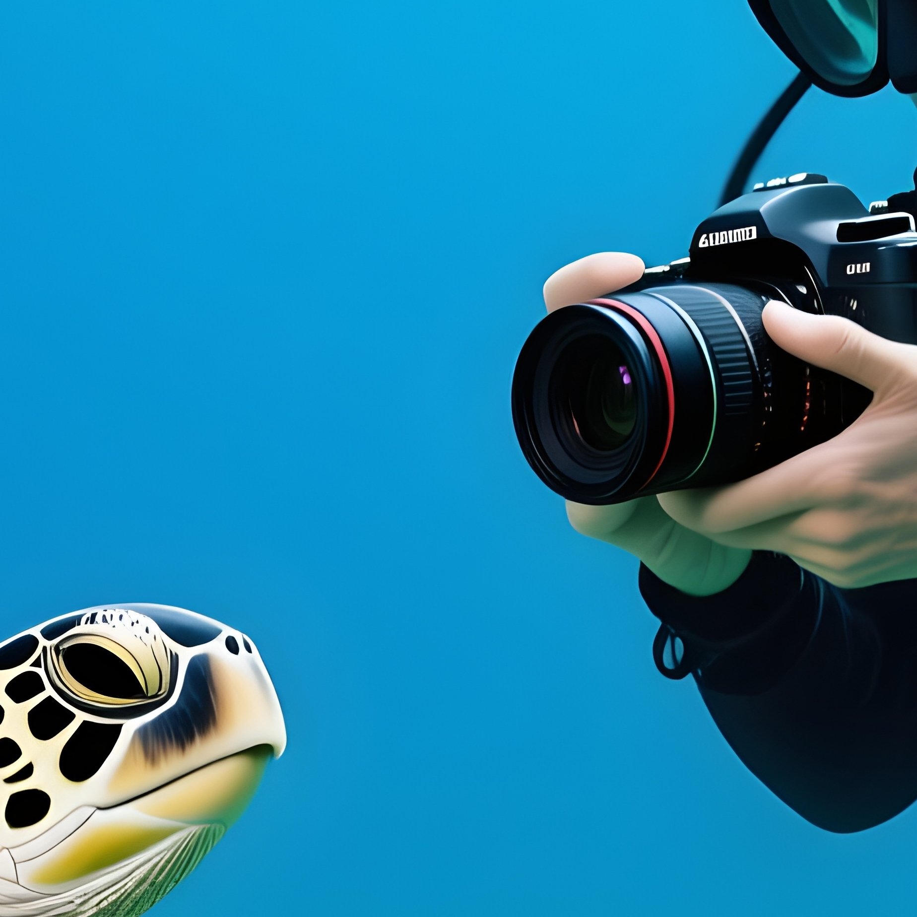 Diver Turtle Underwater - Full Resolution Quality Preview