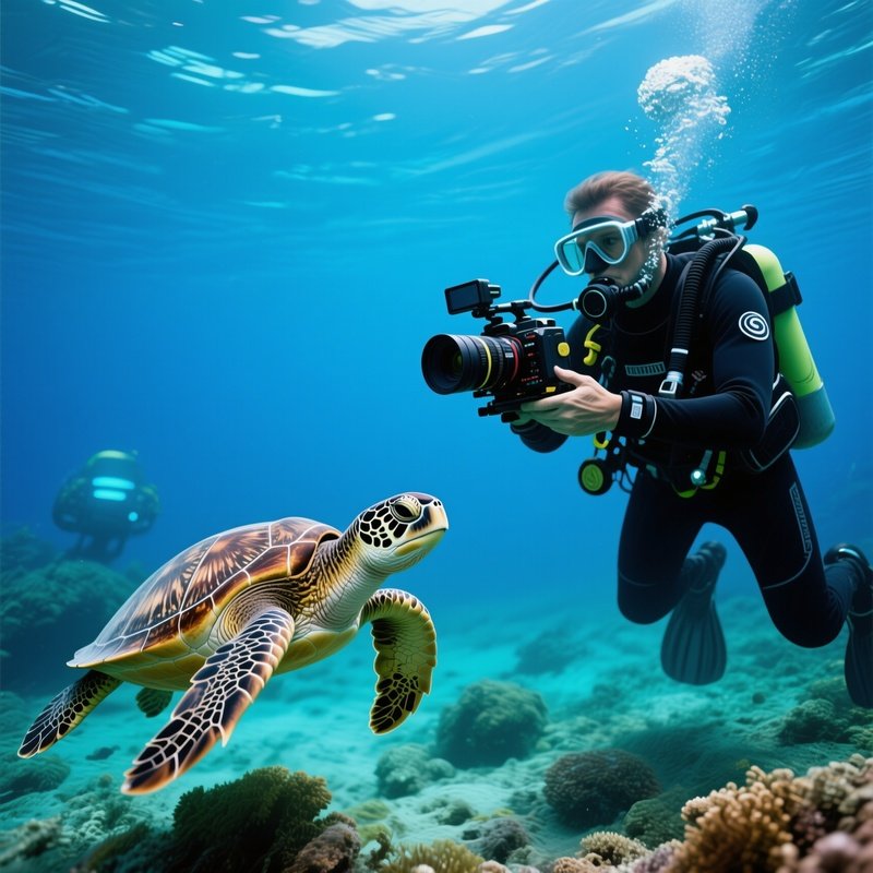 Diver Turtle Underwater Science