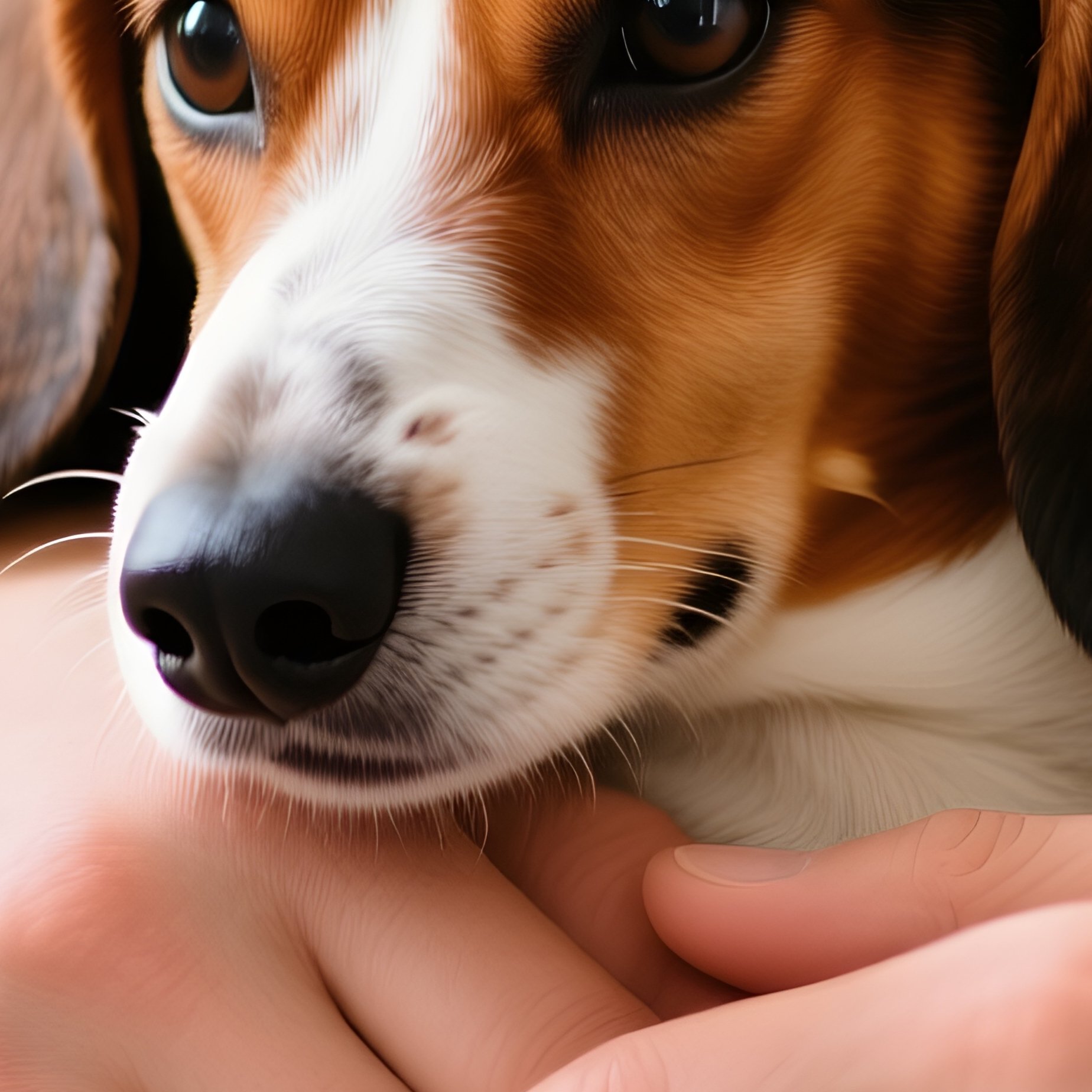 Dog Dachshund Cuddling With Human - Full Resolution Quality Preview
