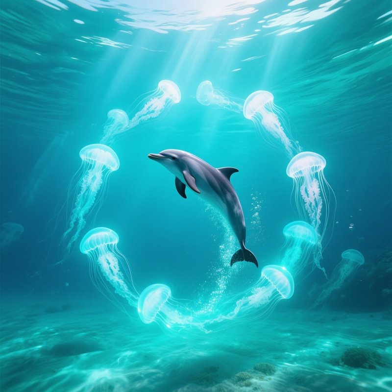 Dolphin Jumping Through Jellyfish Ring
