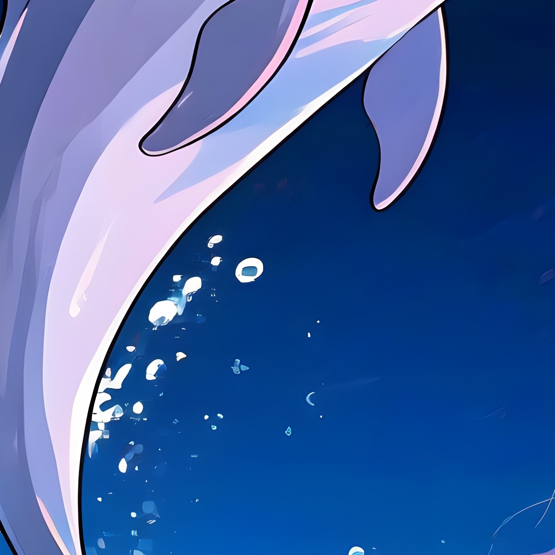 Dolphin Jumping Through Jellyfish Ring Anime - Full Resolution Quality Preview