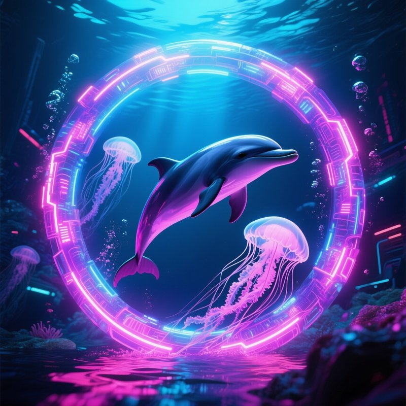 Dolphin Jumping Through Jellyfish Ring Science Fiction