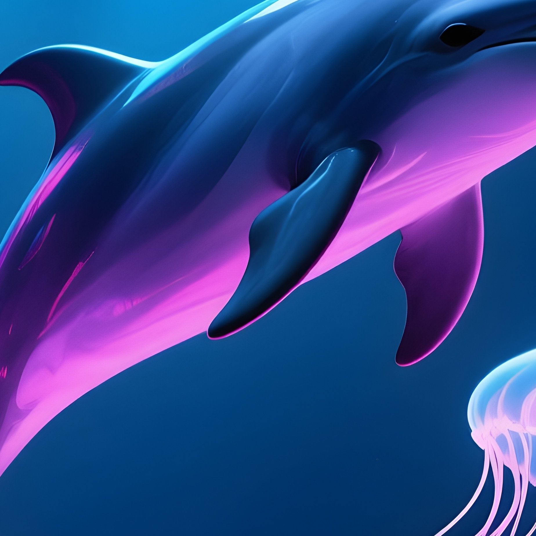 Dolphin Jumping Through Jellyfish Ring Science Fiction - Full Resolution Quality Preview