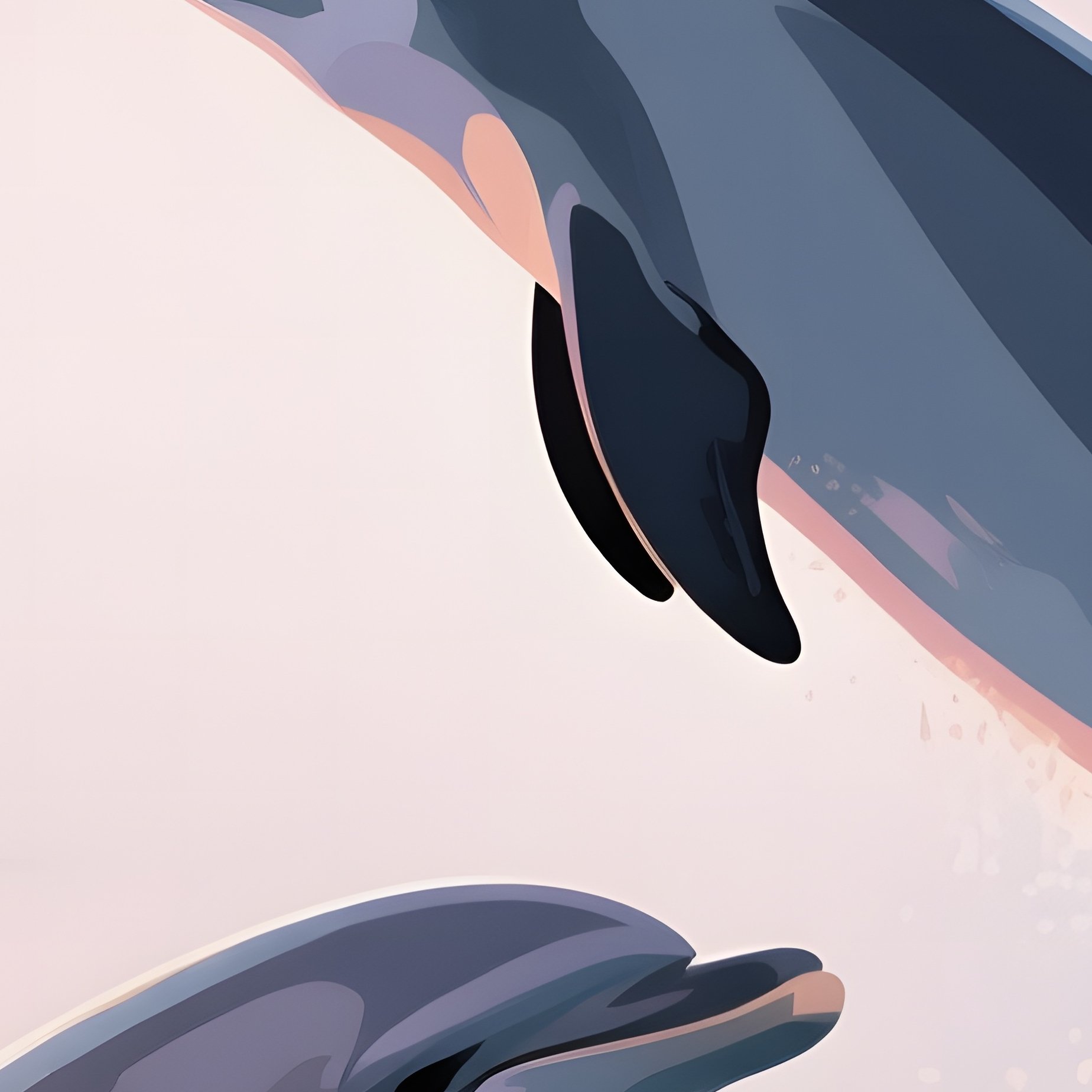 Dolphins Frolicking In The Early Morning Mist, Their Forms And The Surrounding Water Depicted In A - Full Resolution Quality Preview