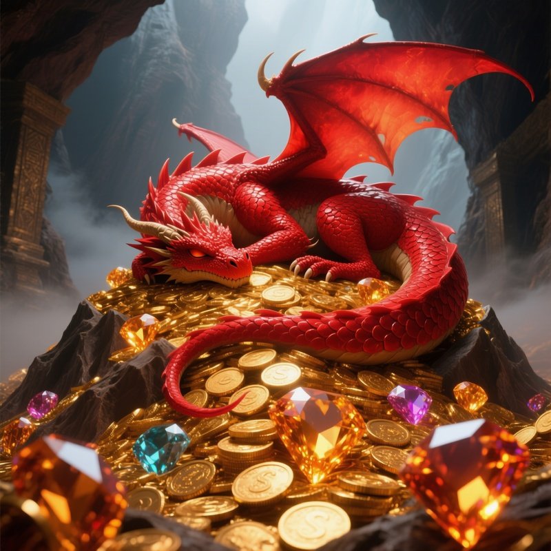 Dragon S Hoard Mountain Of Gold And Gems