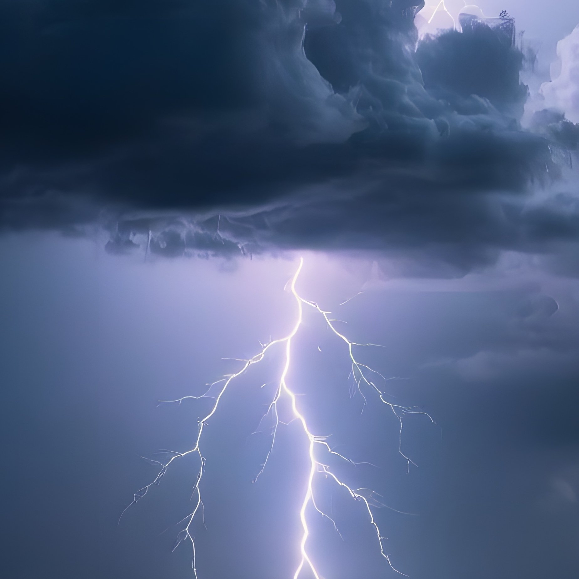 Dramatic Beach Scene At Dusk With Storm Clouds Lightning And Turbulent Sea - Full Resolution Quality Preview