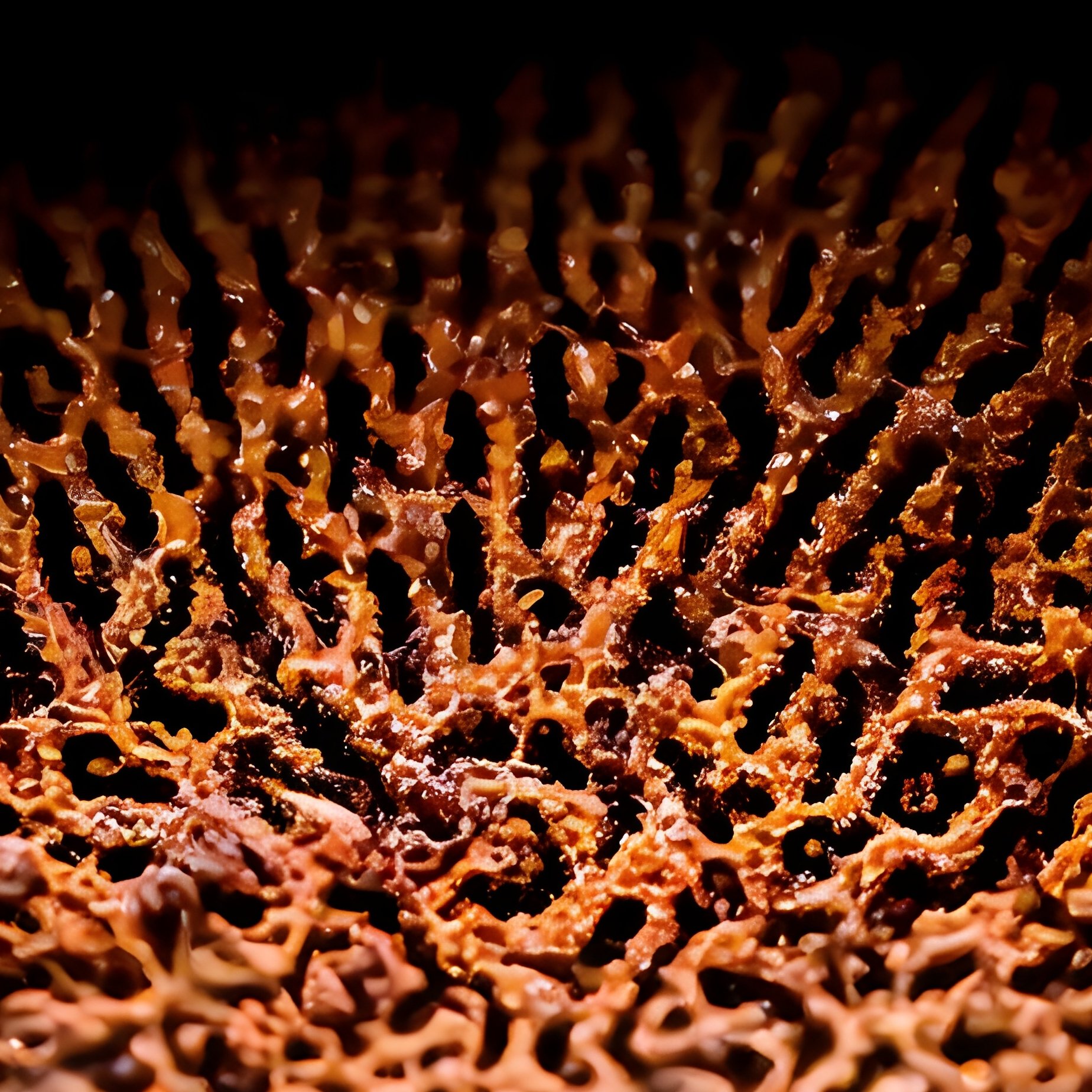 Dramatic Close Up Spore Print Red Capped Mushroom - Full Resolution Quality Preview