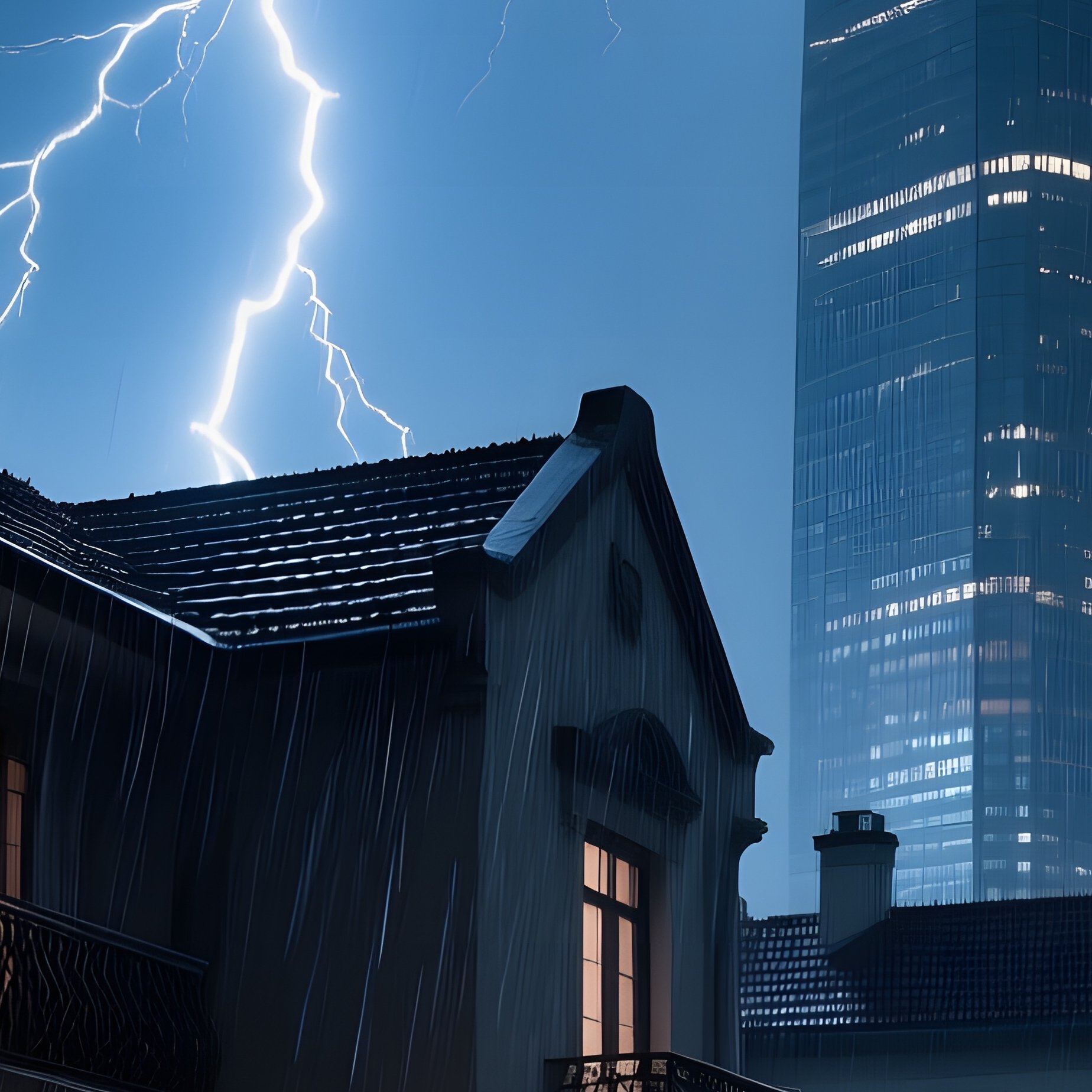 Dramatic Night Storm Over Shanghais French Concession - Full Resolution Quality Preview