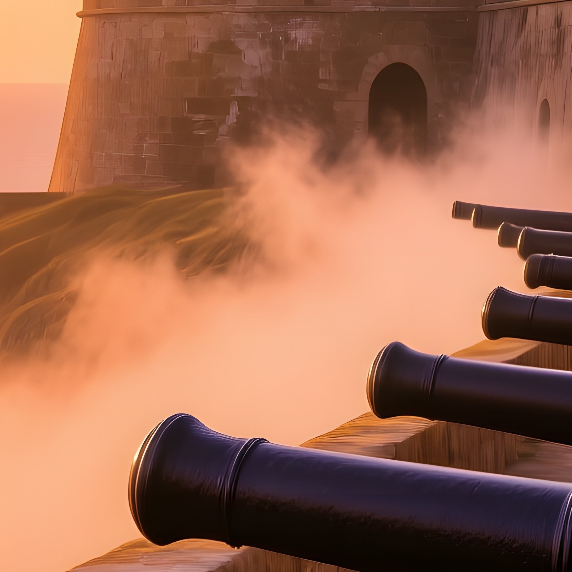 Dramatic Sunrise Over Coastal Artillery Fort - Full Resolution Quality Preview