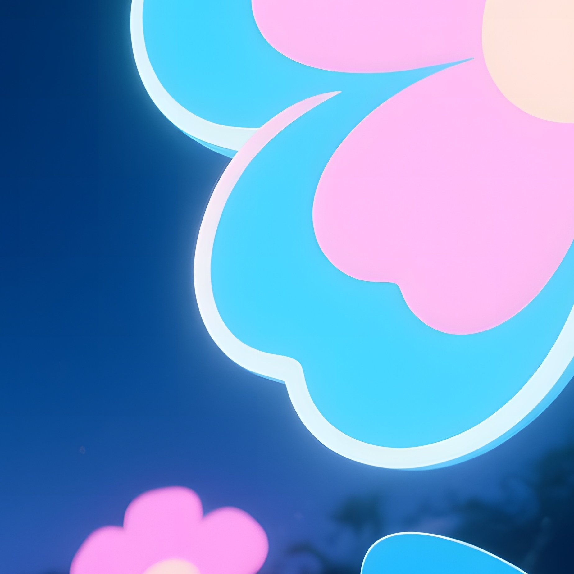 Dreamy Meadow Full Moon Pop Art Flowers - Full Resolution Quality Preview