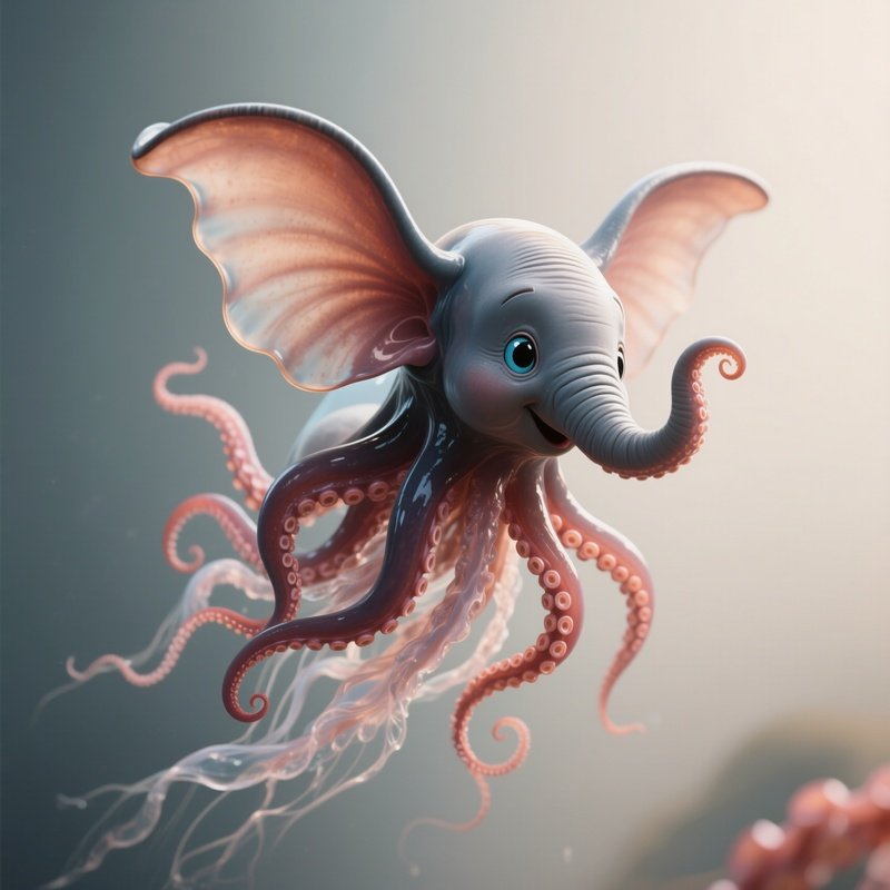 Dumbo Octopus – Jellylike Body Fluttering With Ear Shaped Fins.